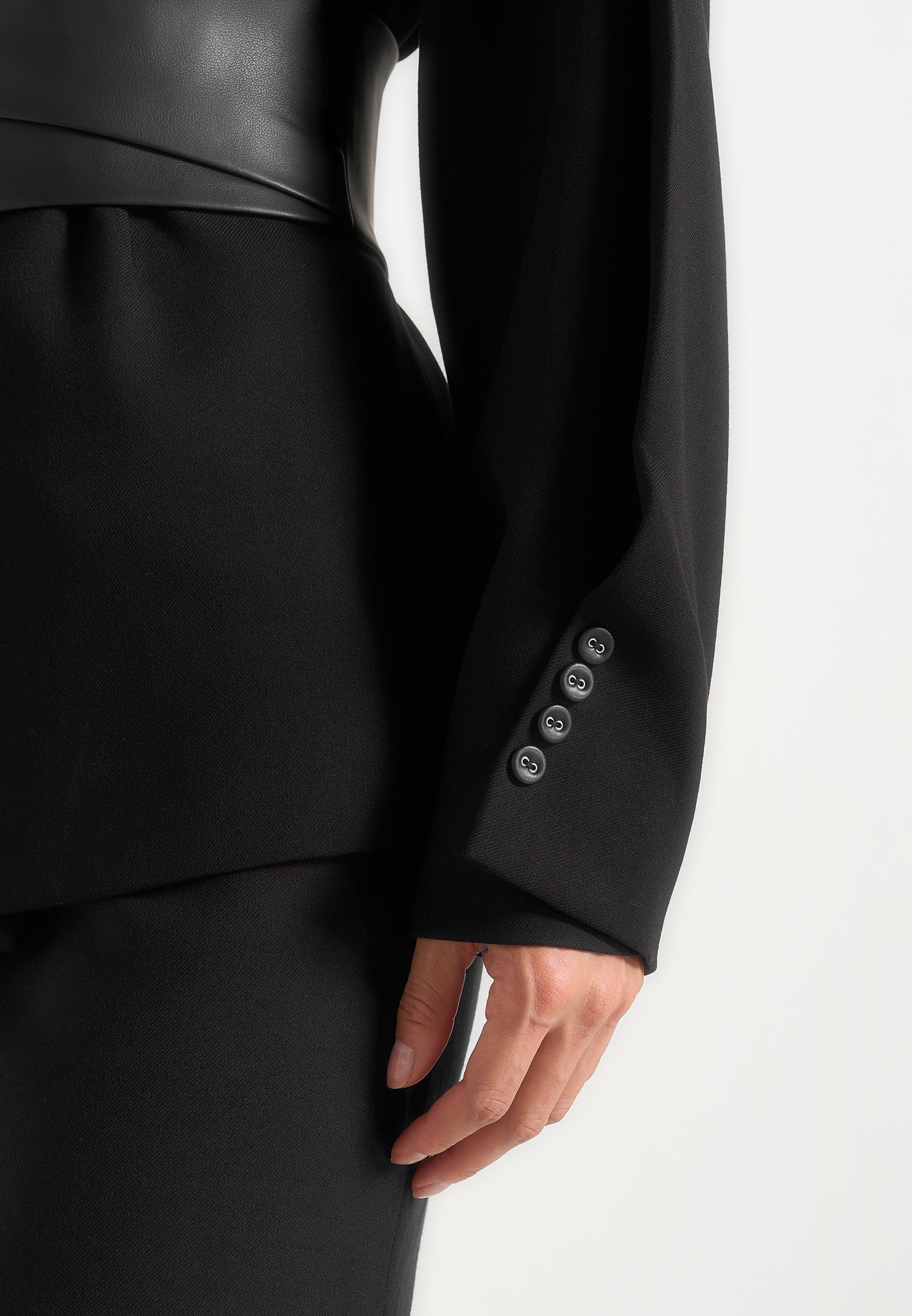 Marie - Twist Sleeve Blazer with Belt - Black - Image 4