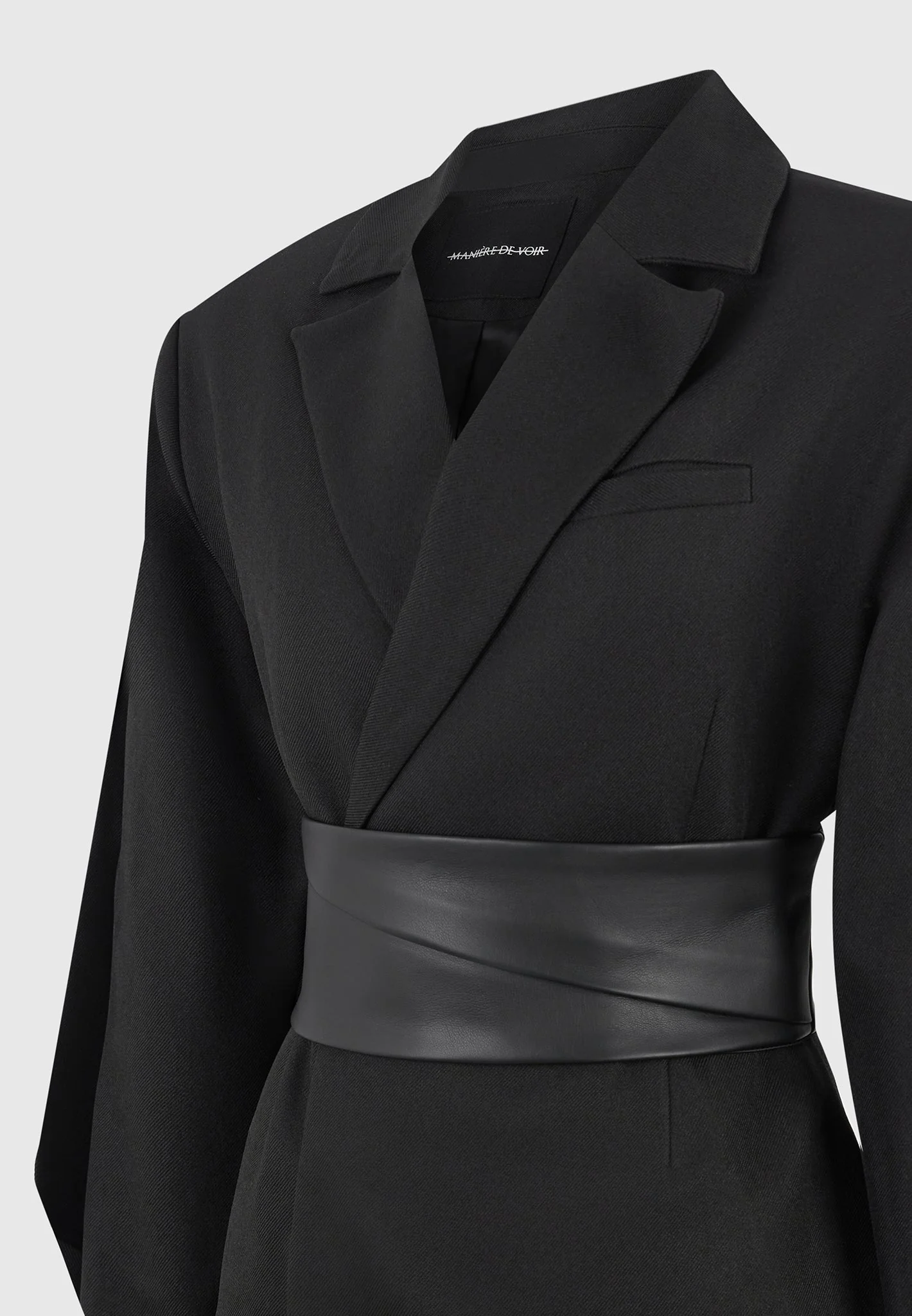 Marie - Twist Sleeve Blazer with Belt - Black - Image 8