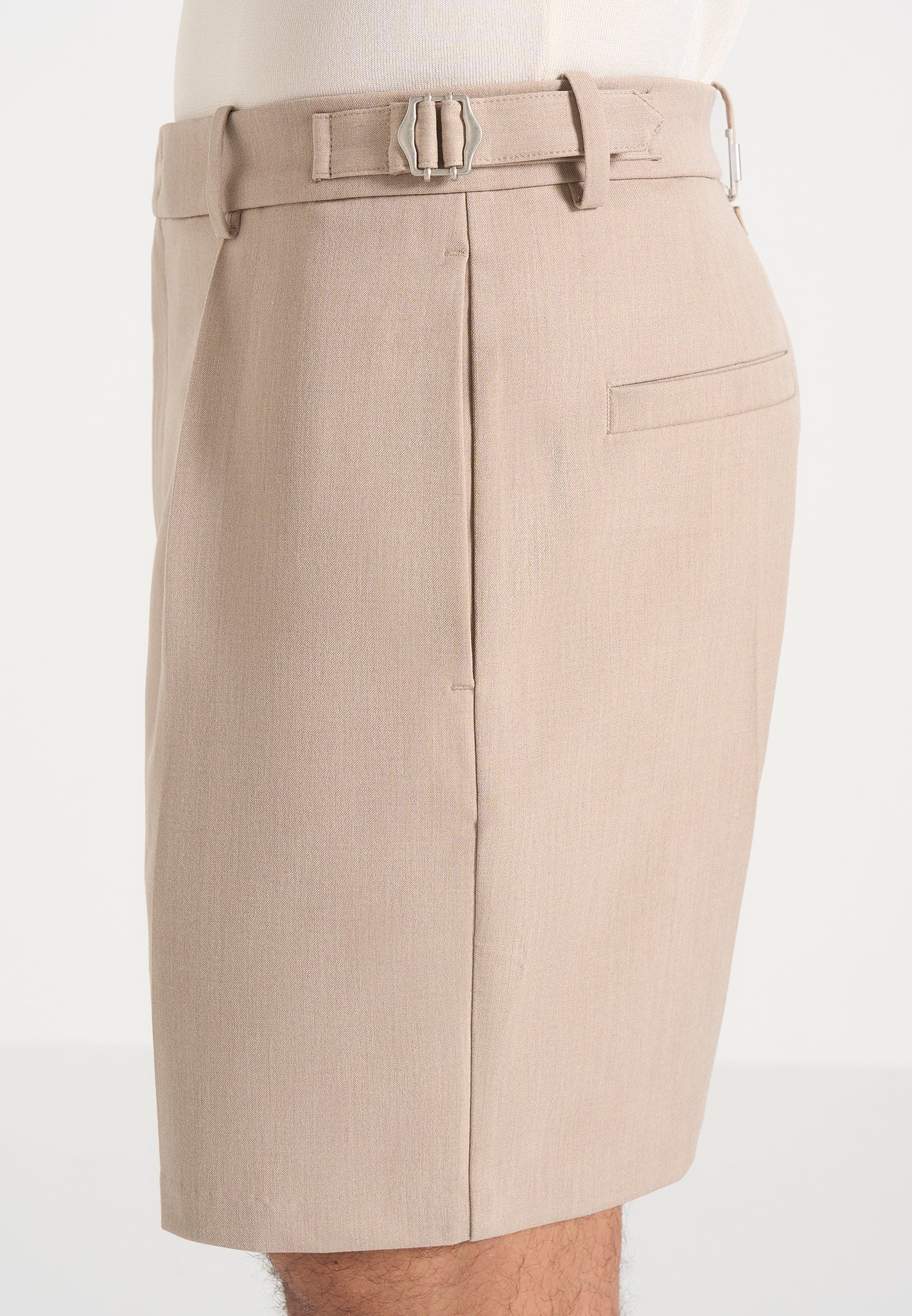 Marin - Tailored Pleated Shorts - Beige - Image 4