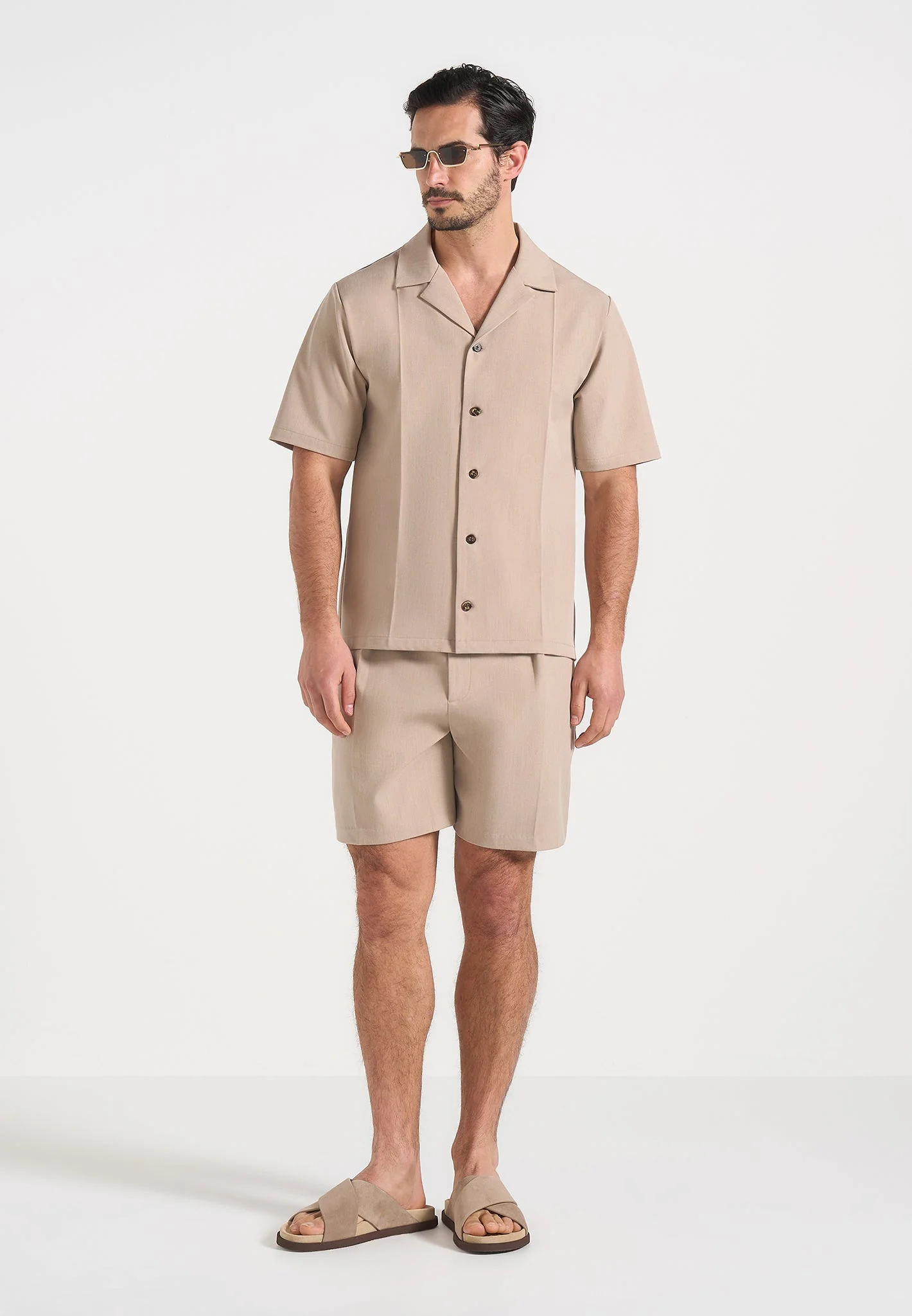 Marin - Tailored Pleated Shorts - Beige - Image 6