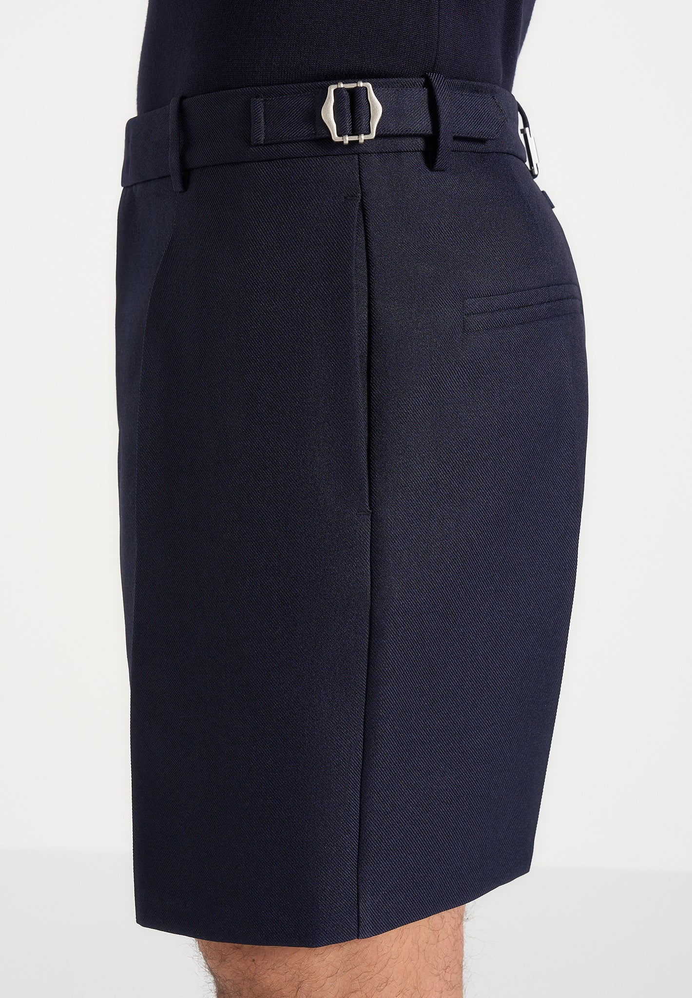 Marin - Tailored Pleated Shorts - Navy - Image 3