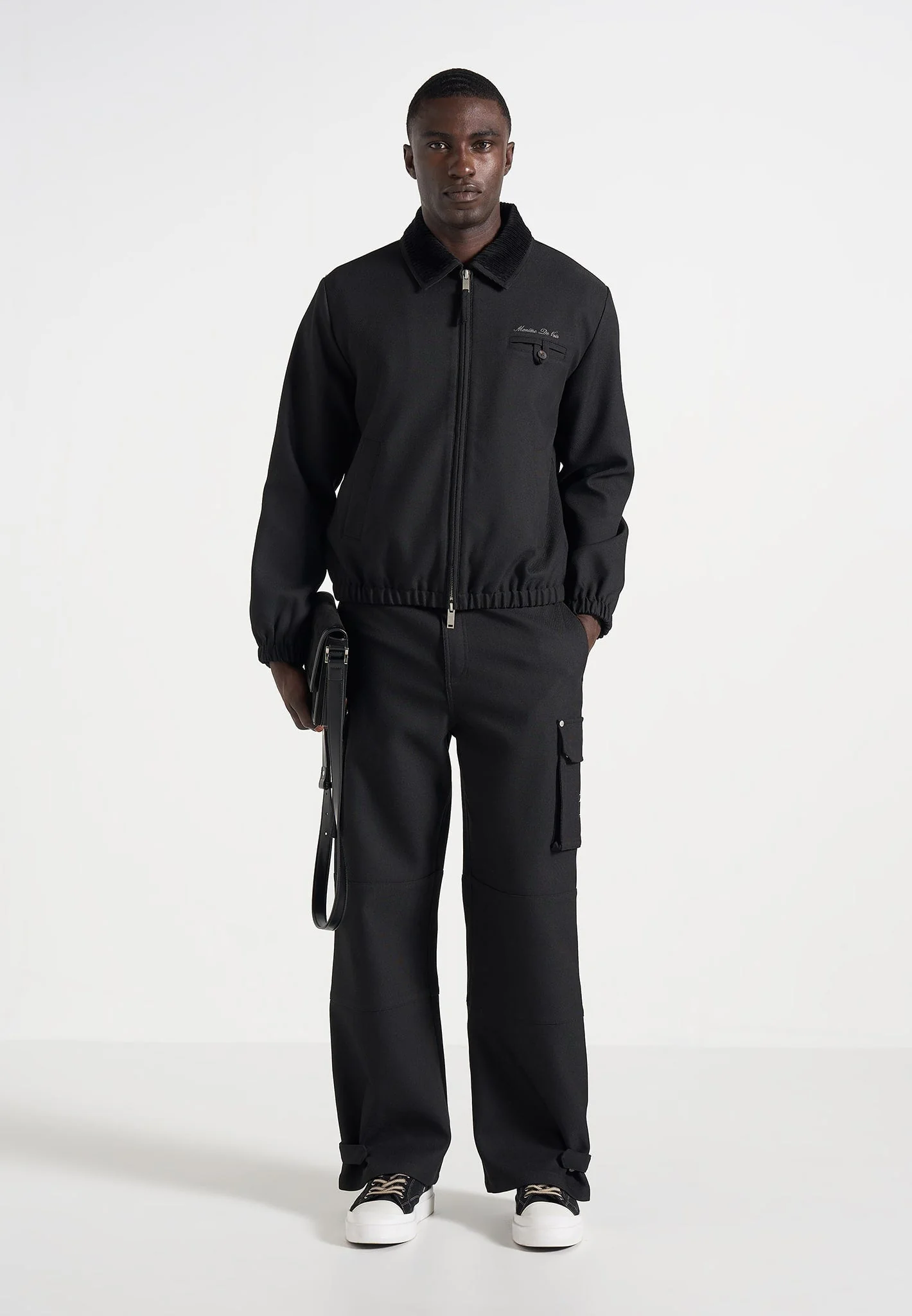 Mathis - Twill Signature Wide Leg Cargo Trousers - Black - Image 3