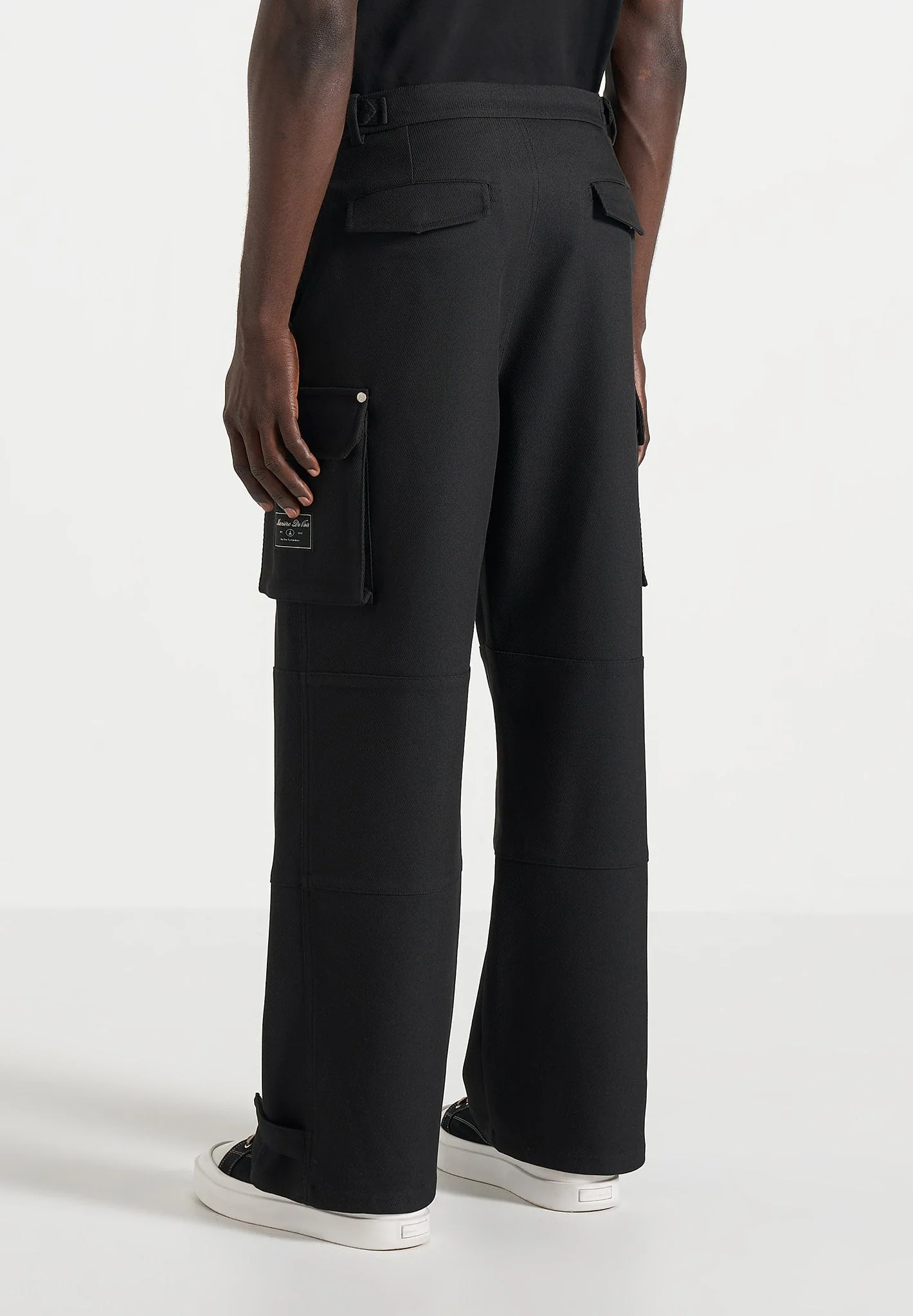 Mathis - Twill Signature Wide Leg Cargo Trousers - Black - Image 5