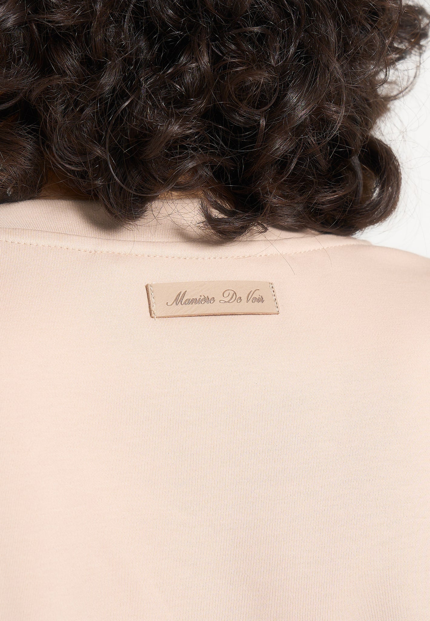 Mia - Wide Shoulder Bodysuit T-Shirt - Beige - Image 3