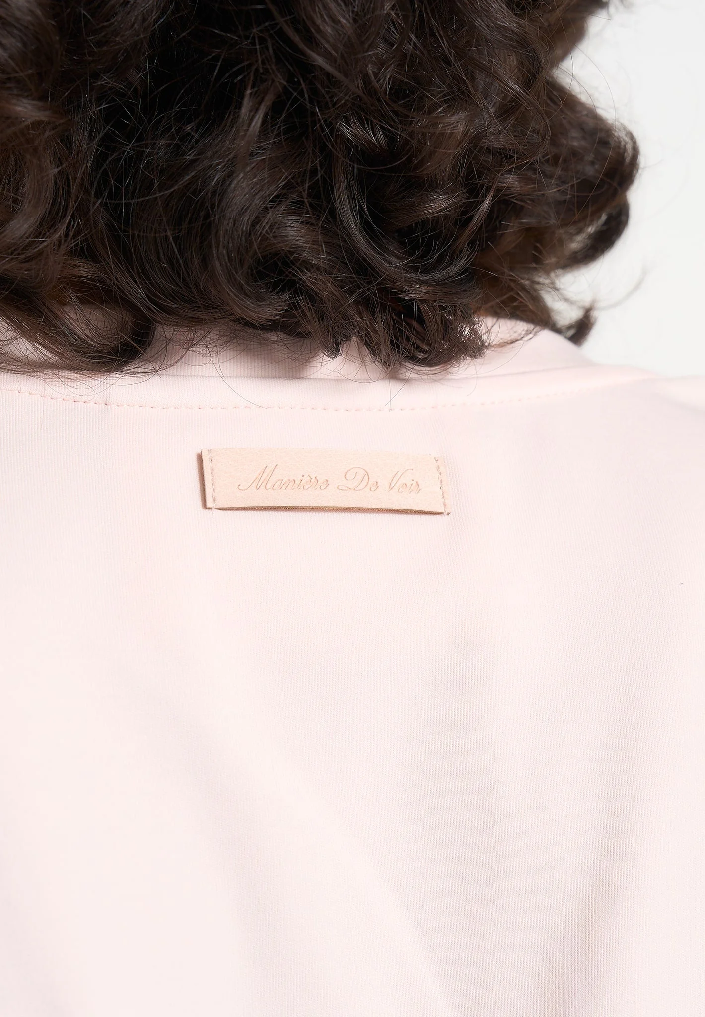 Mia - Wide Shoulder Bodysuit T-Shirt - Pale Pink - Image 3