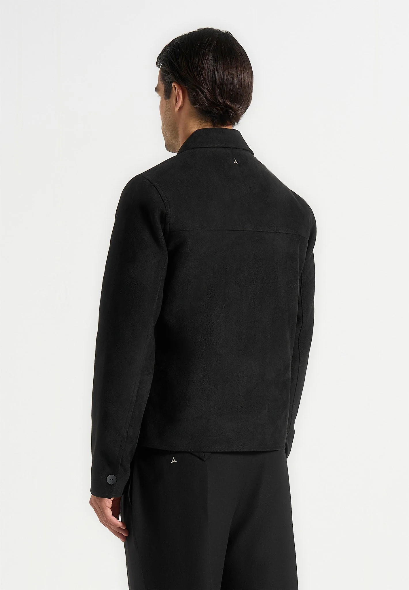 Michel - Suede Jacket With Revere Collar - Black - Image 4