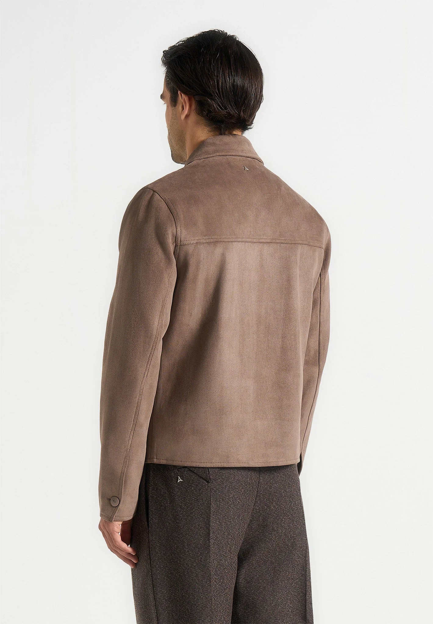 Michel - Suede Jacket With Revere Collar - Taupe - Image 4