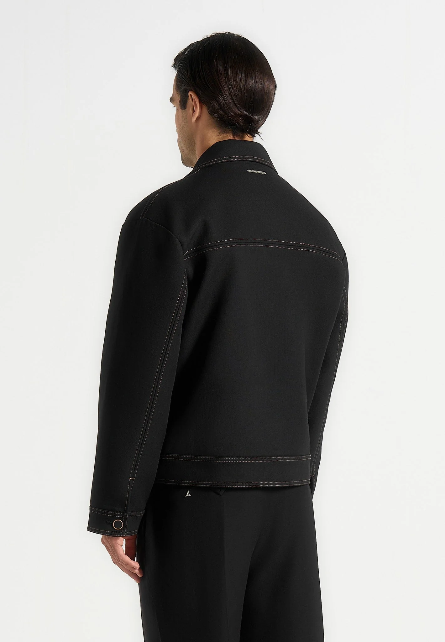 Mika - Unisex Tailored Double Breasted Jacket With Contrast Stitch - Black - Image 12