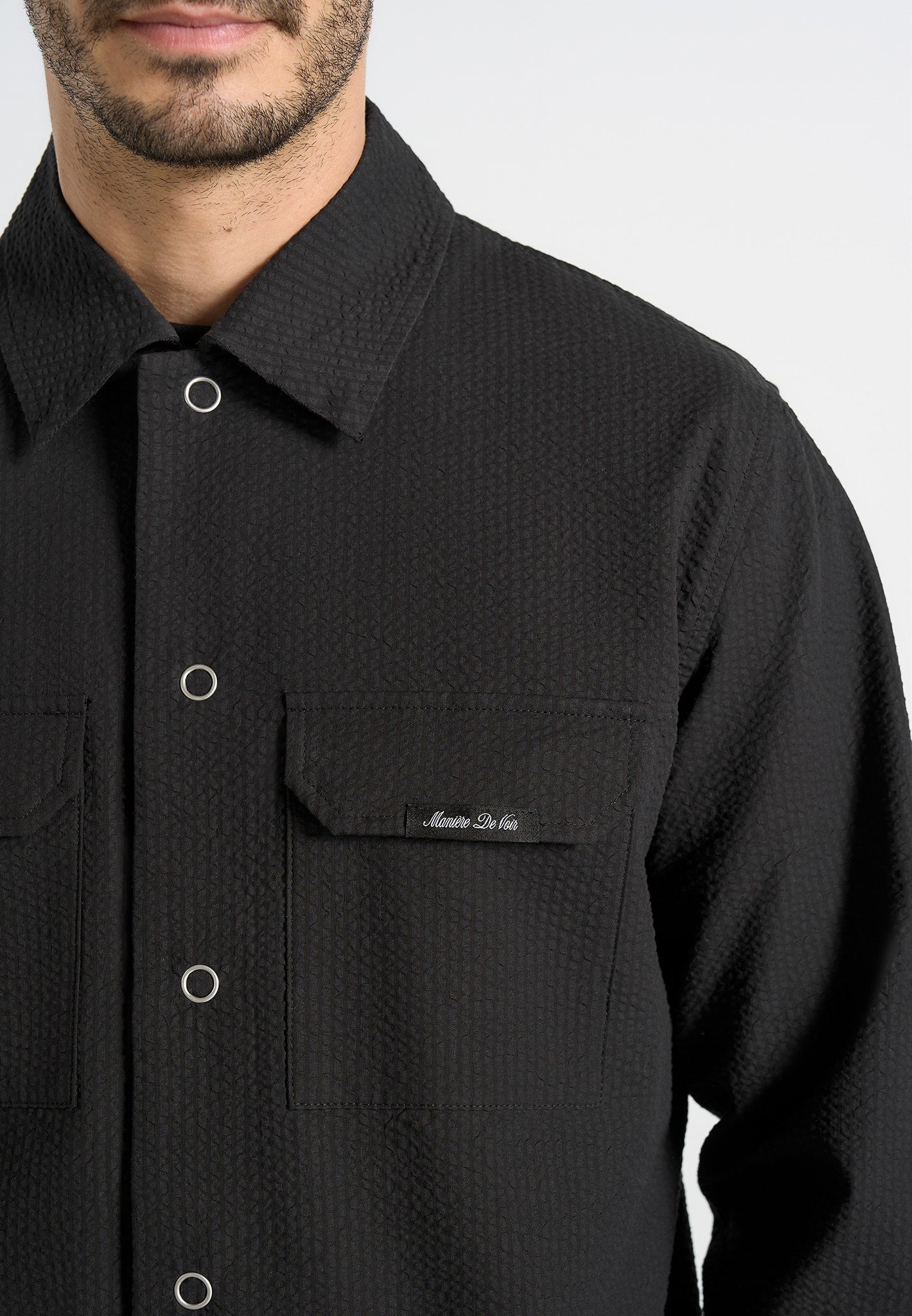 Milo - Textured Cargo Jacket - Black - Image 3