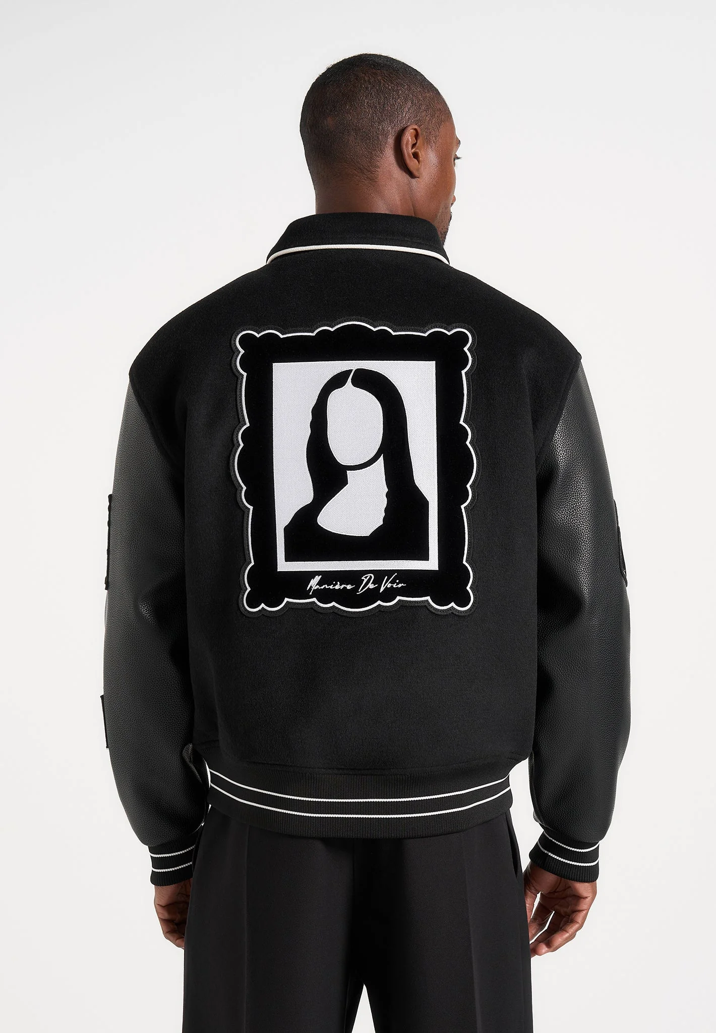 Mona Lisa - Wool Blend Varsity Jacket - Black - Image 3