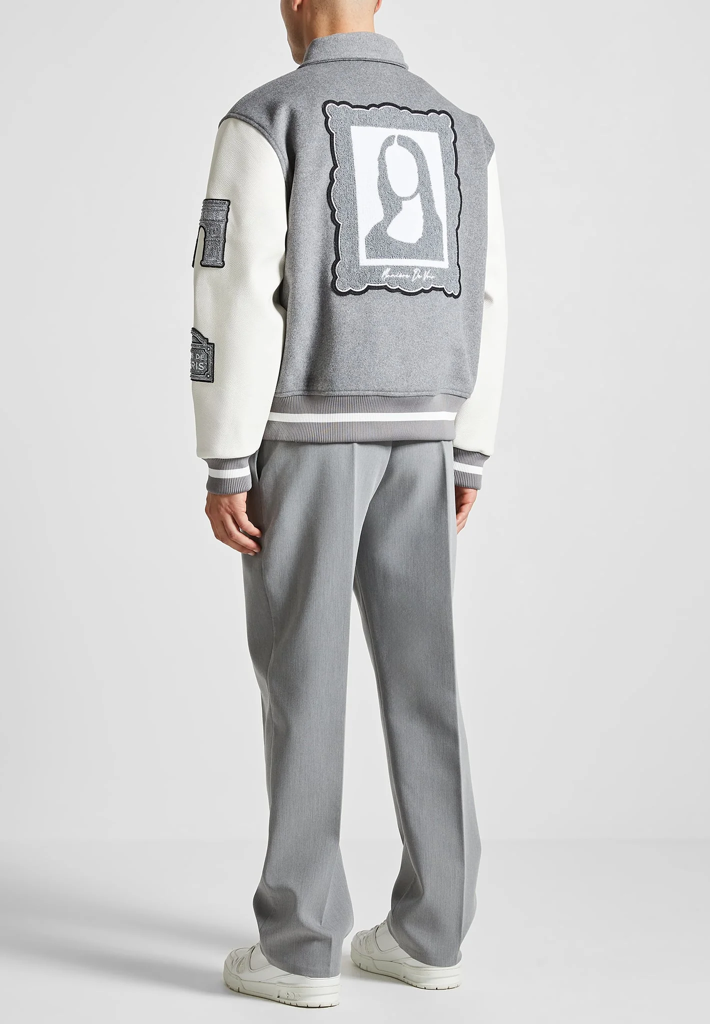 Mona Lisa - Wool Blend Varsity Jacket - Grey - Image 6