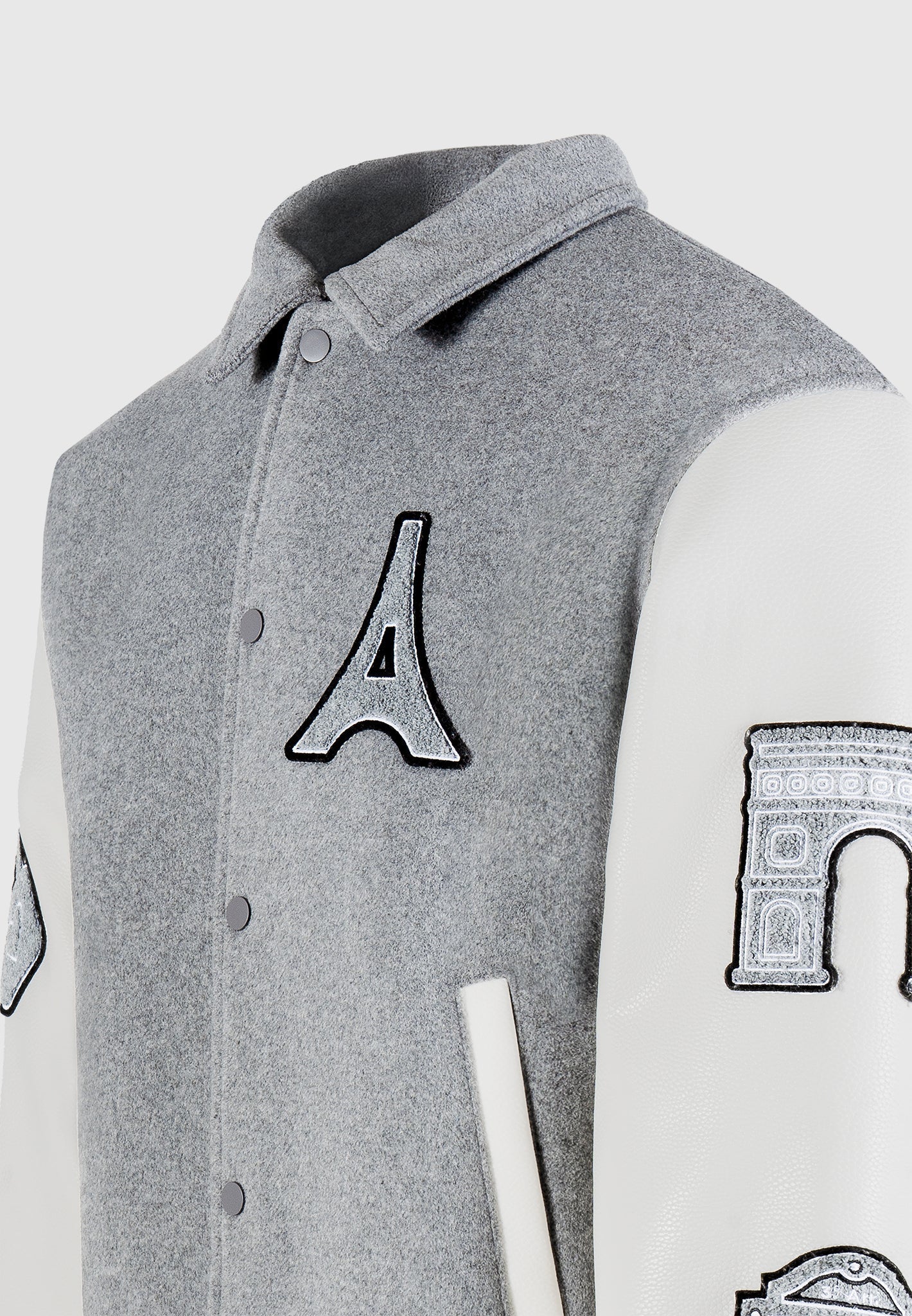 Mona Lisa - Wool Blend Varsity Jacket - Grey - Image 8