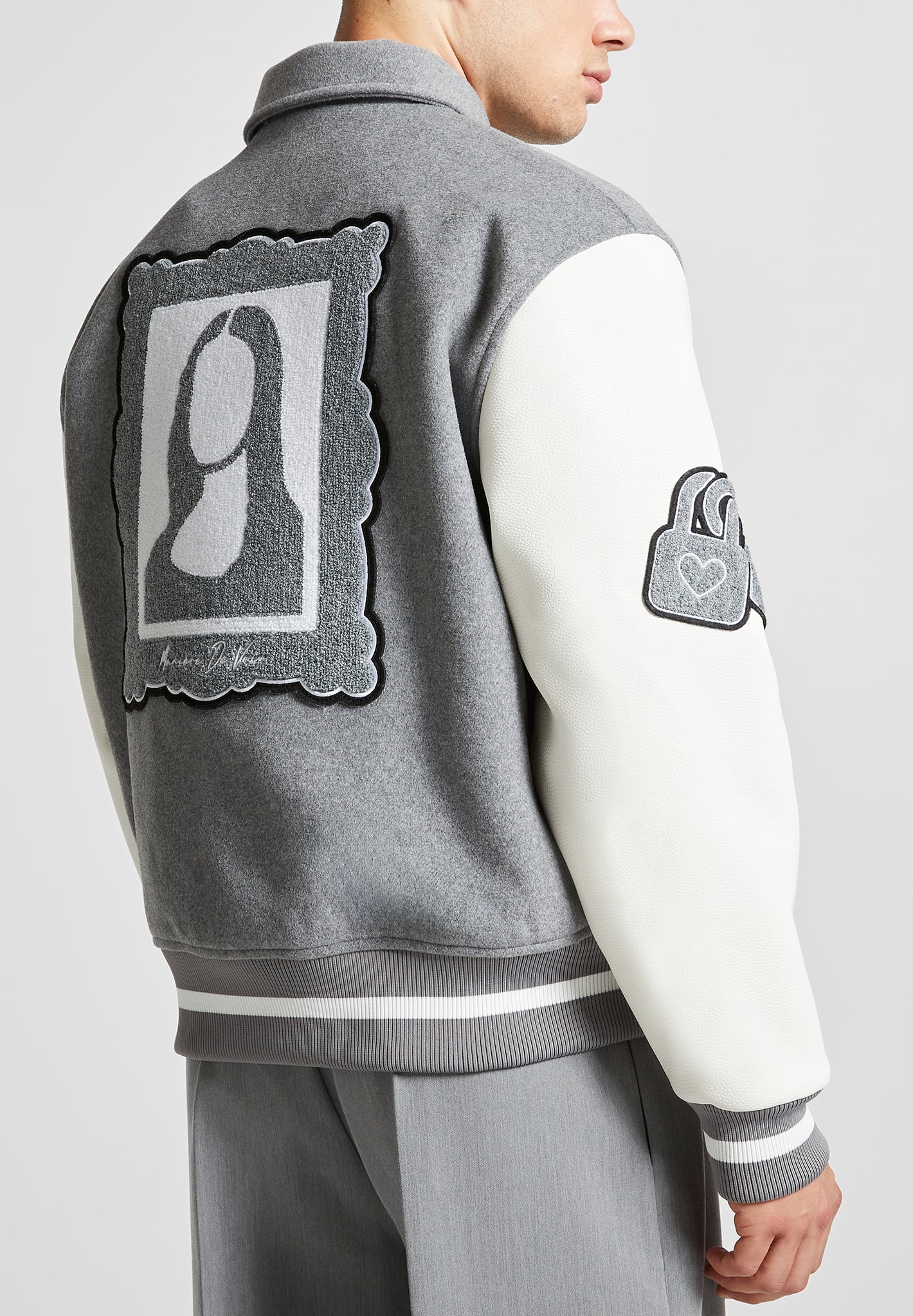 Mona Lisa - Wool Blend Varsity Jacket - Grey - Image 9