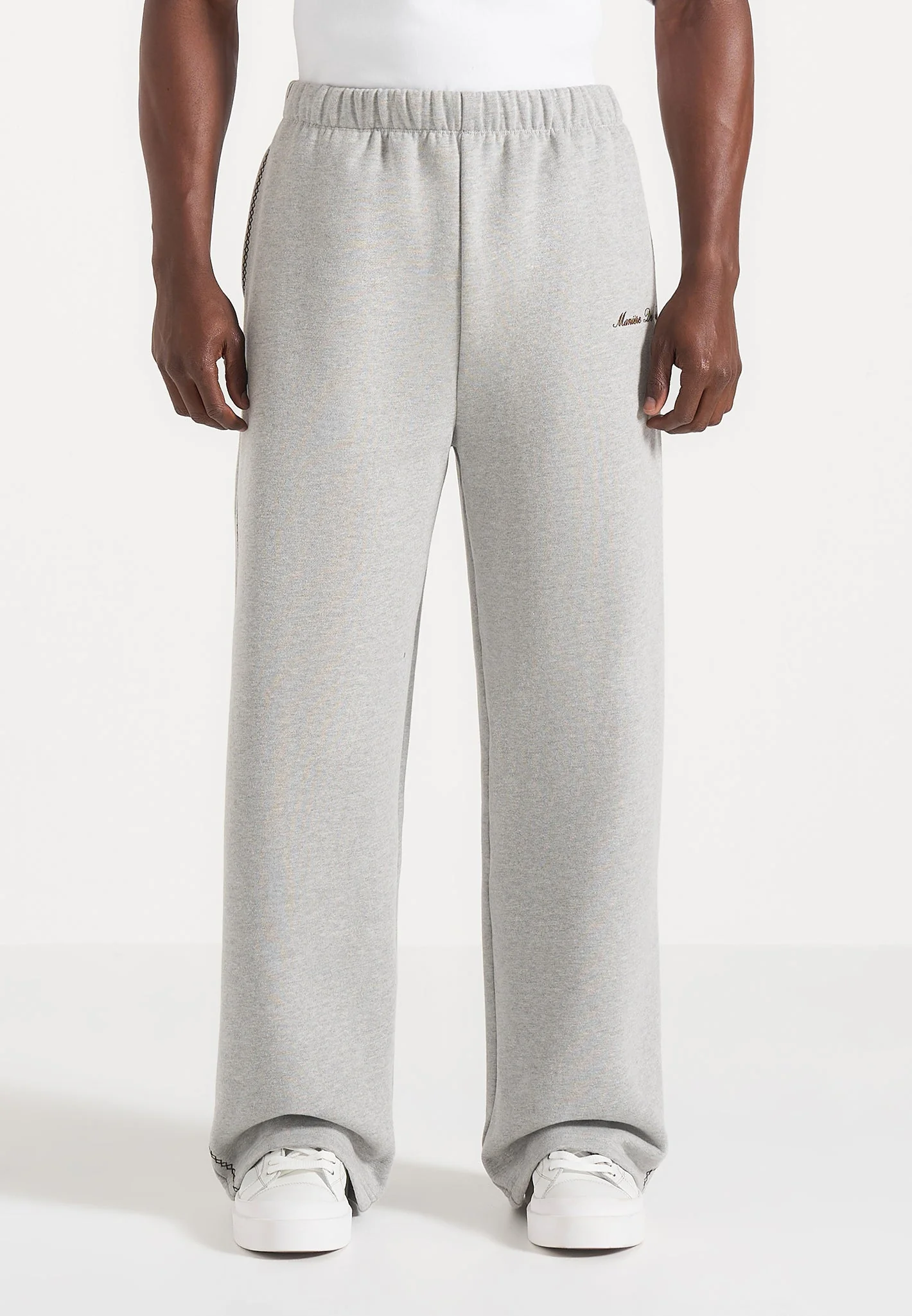 Morgan - Unisex Whipstitch Regular Joggers - Light Grey - Image 5
