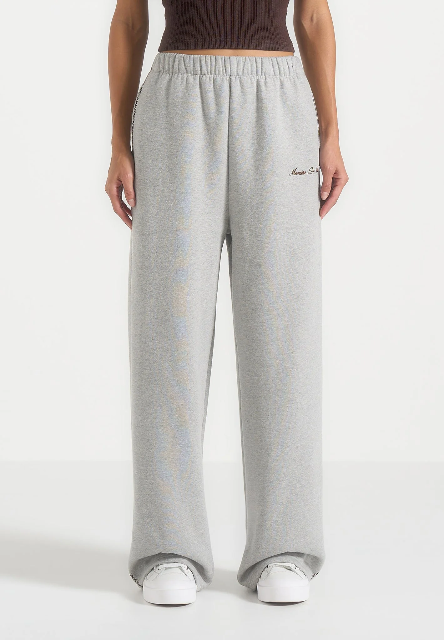Morgan - Unisex Whipstitch Regular Joggers - Light Grey - Image 9