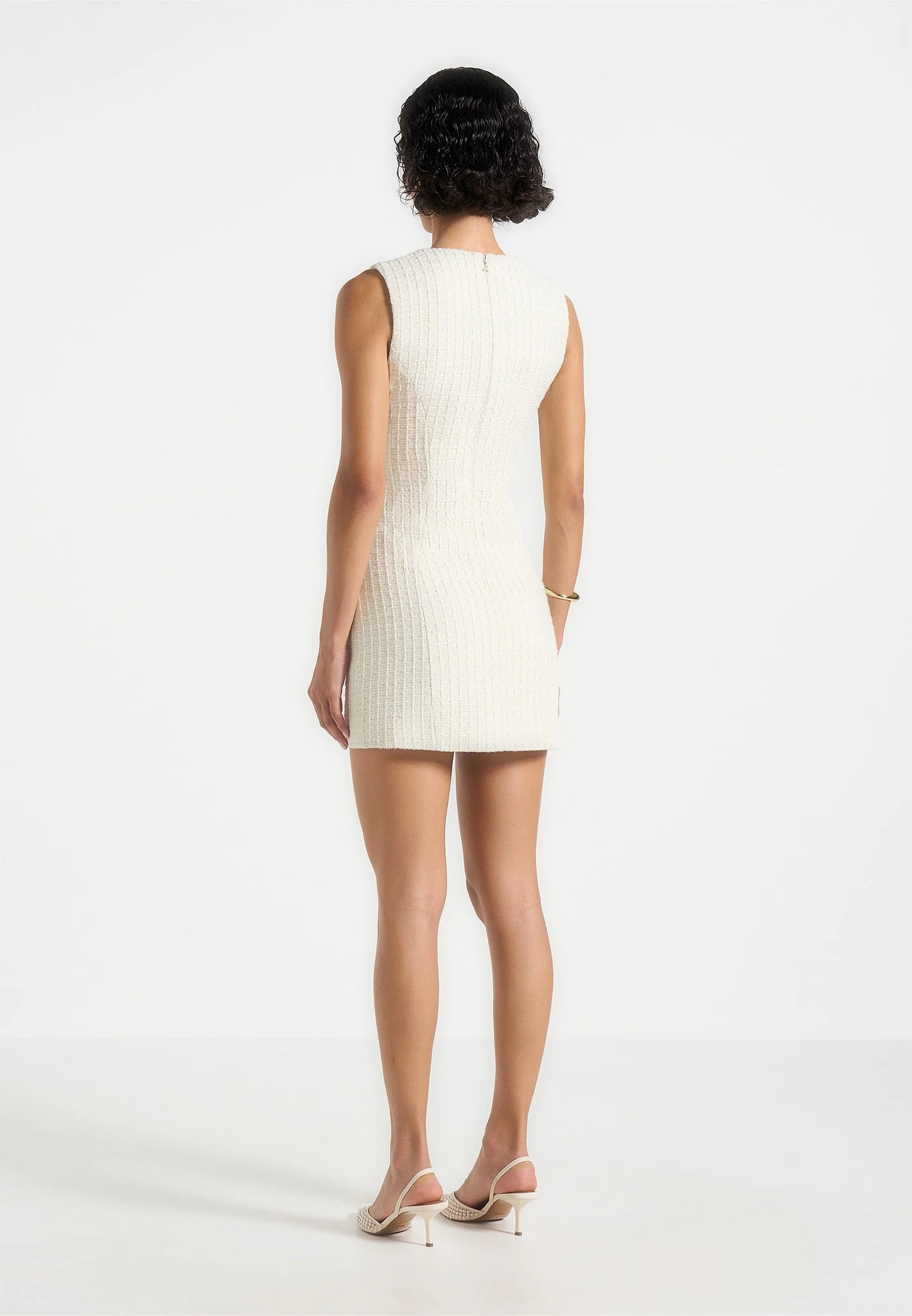 Nadine - Tweed Mini Dress - Cream - Image 5