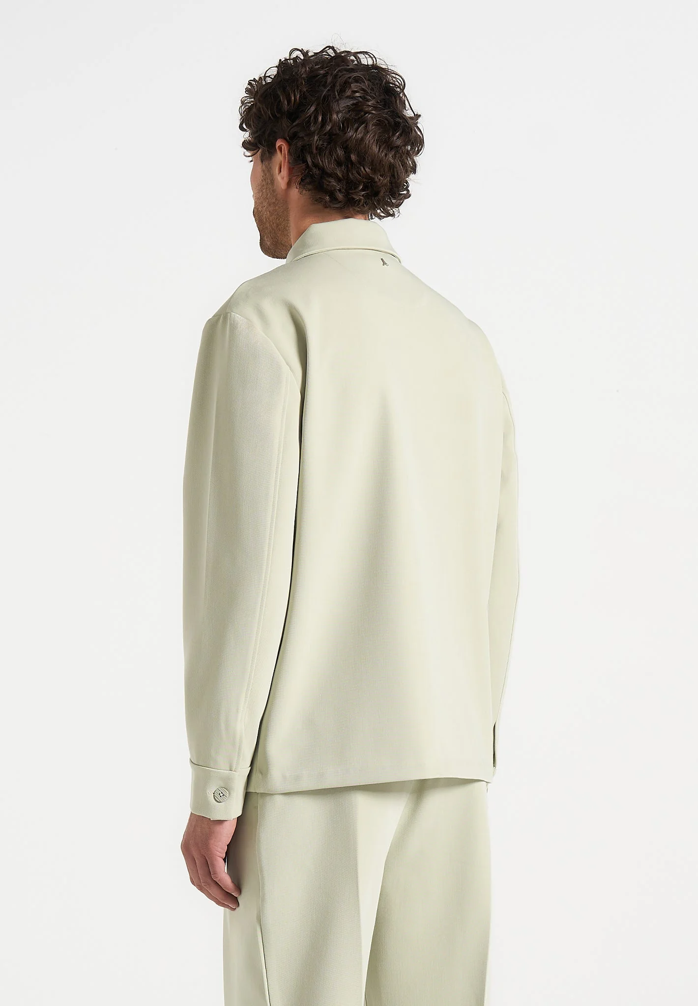 Leo - Hatched Tailored Overshirt - Sage - Image 4