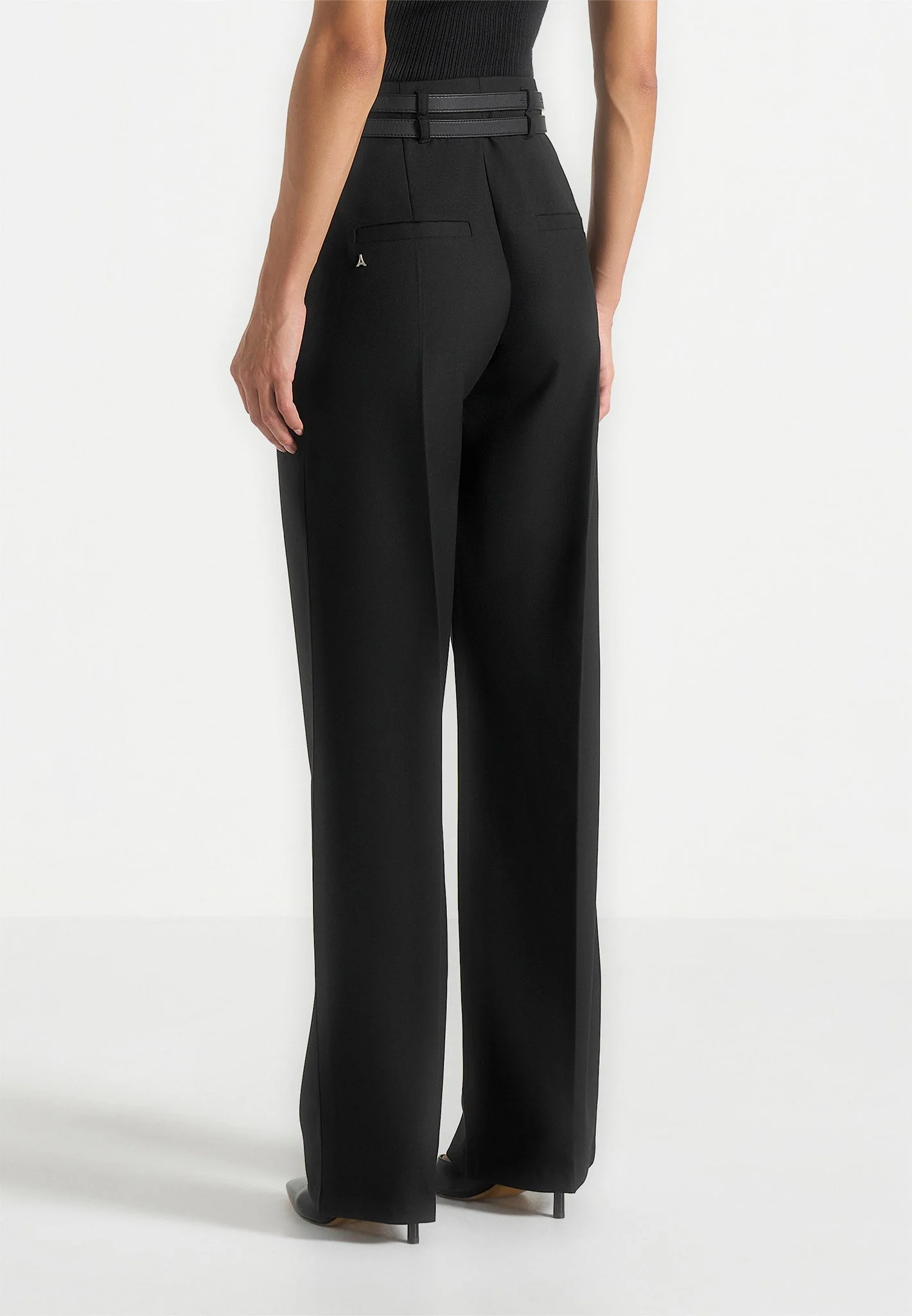 Pascale - Tailored Twin Belt Trousers - Black - Image 6