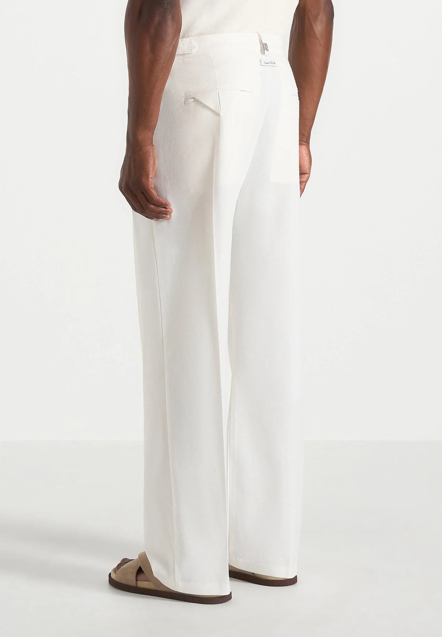 Pierre - Twin Pleat Linen Trousers - White - Image 6