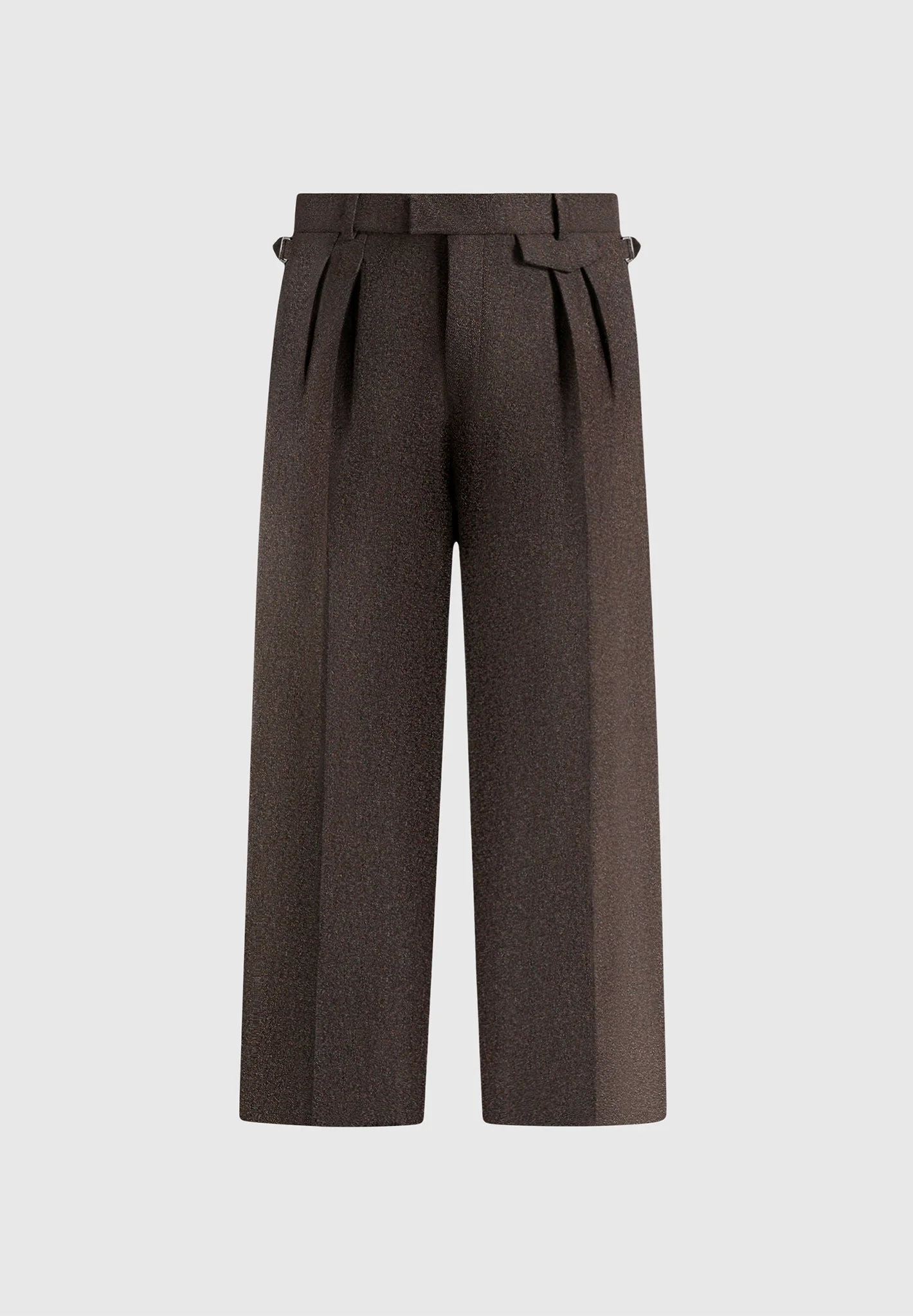 Pierre - Twin Pleat Melange Tailored Trousers - Brown - Image 8