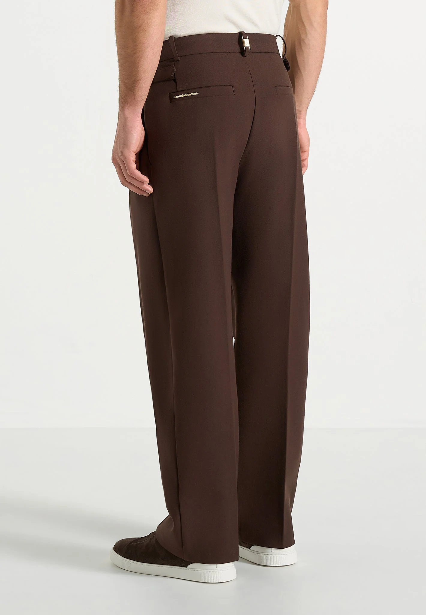 Pierre - Twin Pleat Tailored Trousers - Brown - Image 4