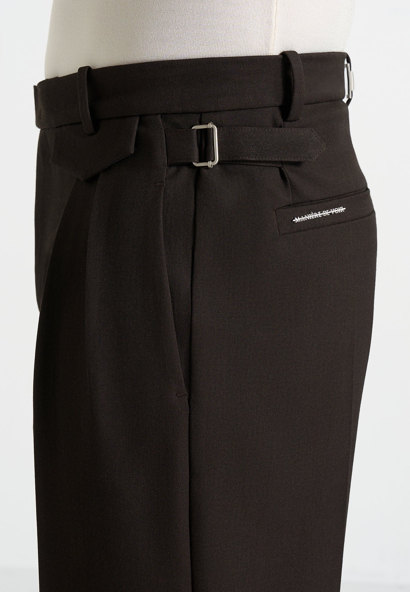 Pierre - Twin Pleat Tailored Trousers - Dark Brown - Image 3
