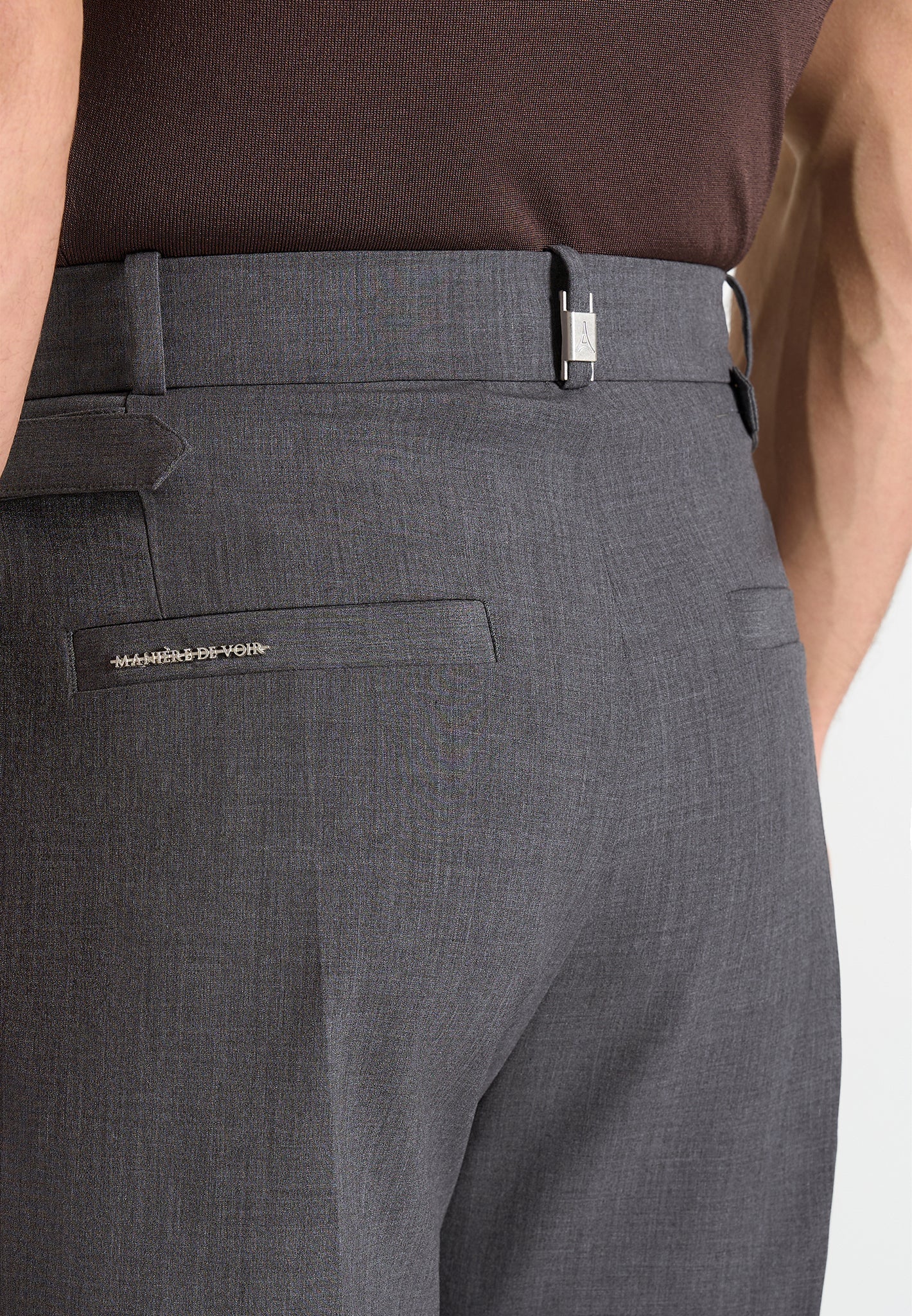 Pierre - Twin Pleat Tailored Trousers - Grey - Image 6