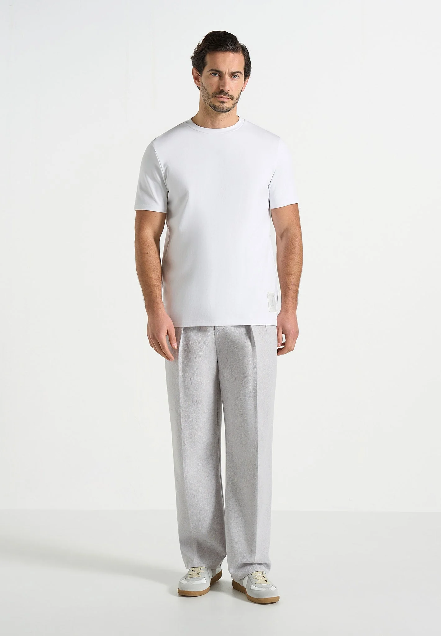 Pierre - Twin Pleat Tailored Trousers - Light Grey - Image 2