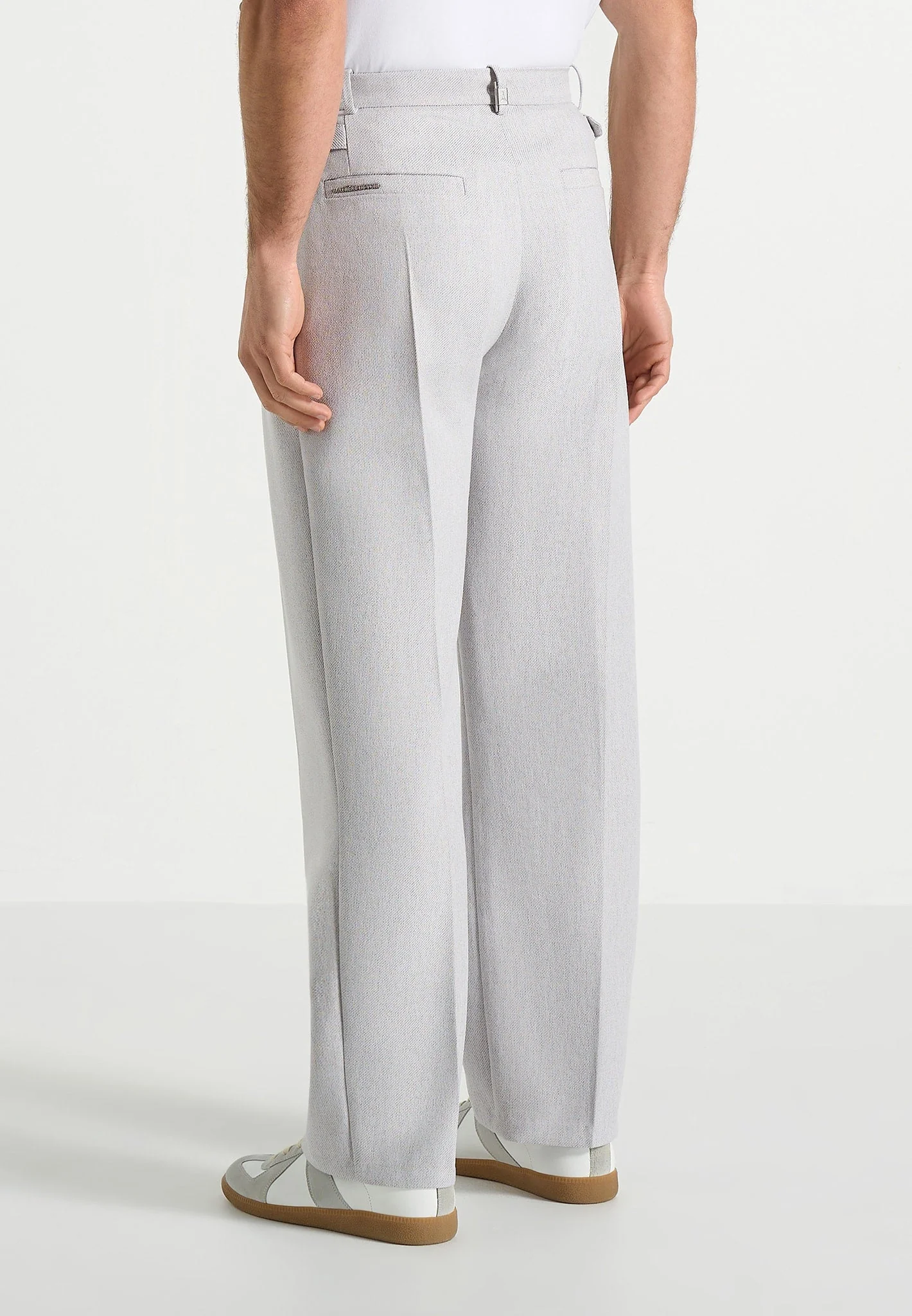 Pierre - Twin Pleat Tailored Trousers - Light Grey - Image 5