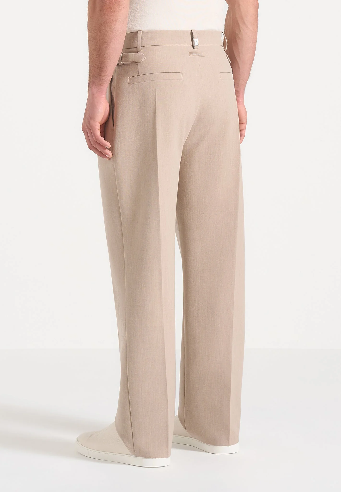 Pierre - Twin Pleat Tailored Trousers - Beige - Image 4