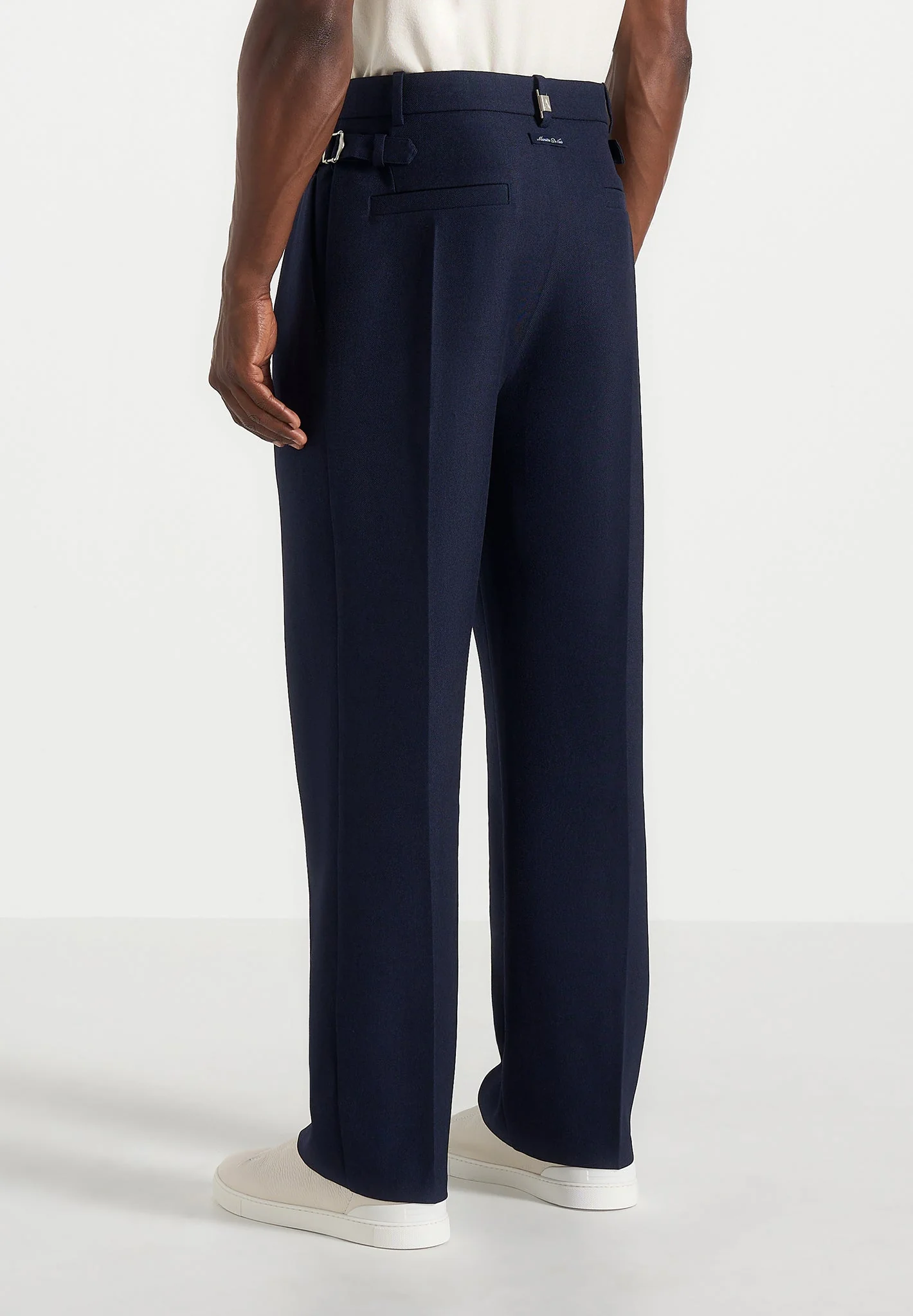 Pierre - Twin Pleat Tailored Trousers - Navy - Image 3