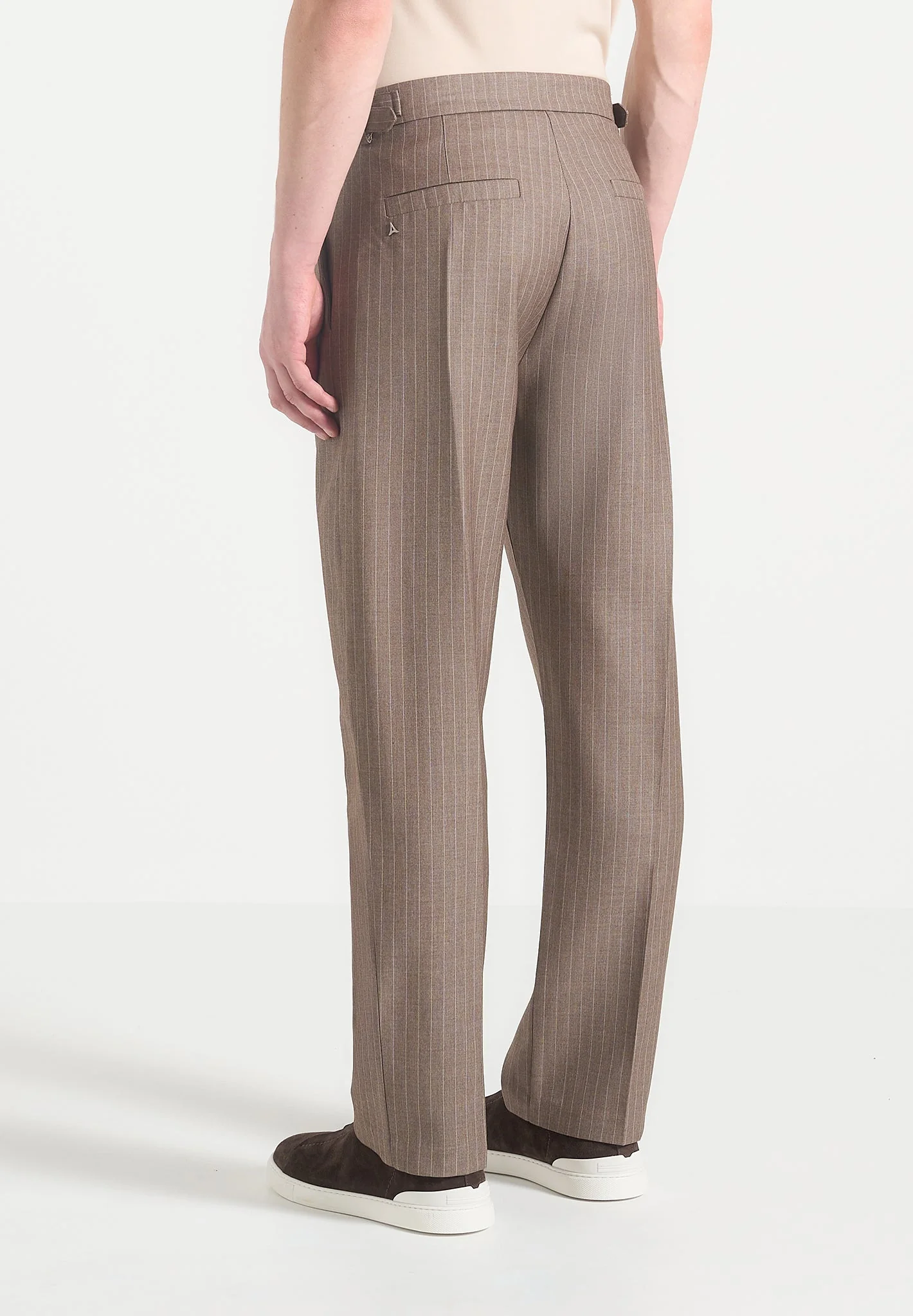 Joseph - Regular Fit Pinstripe Tailored Trousers - Taupe - Image 4
