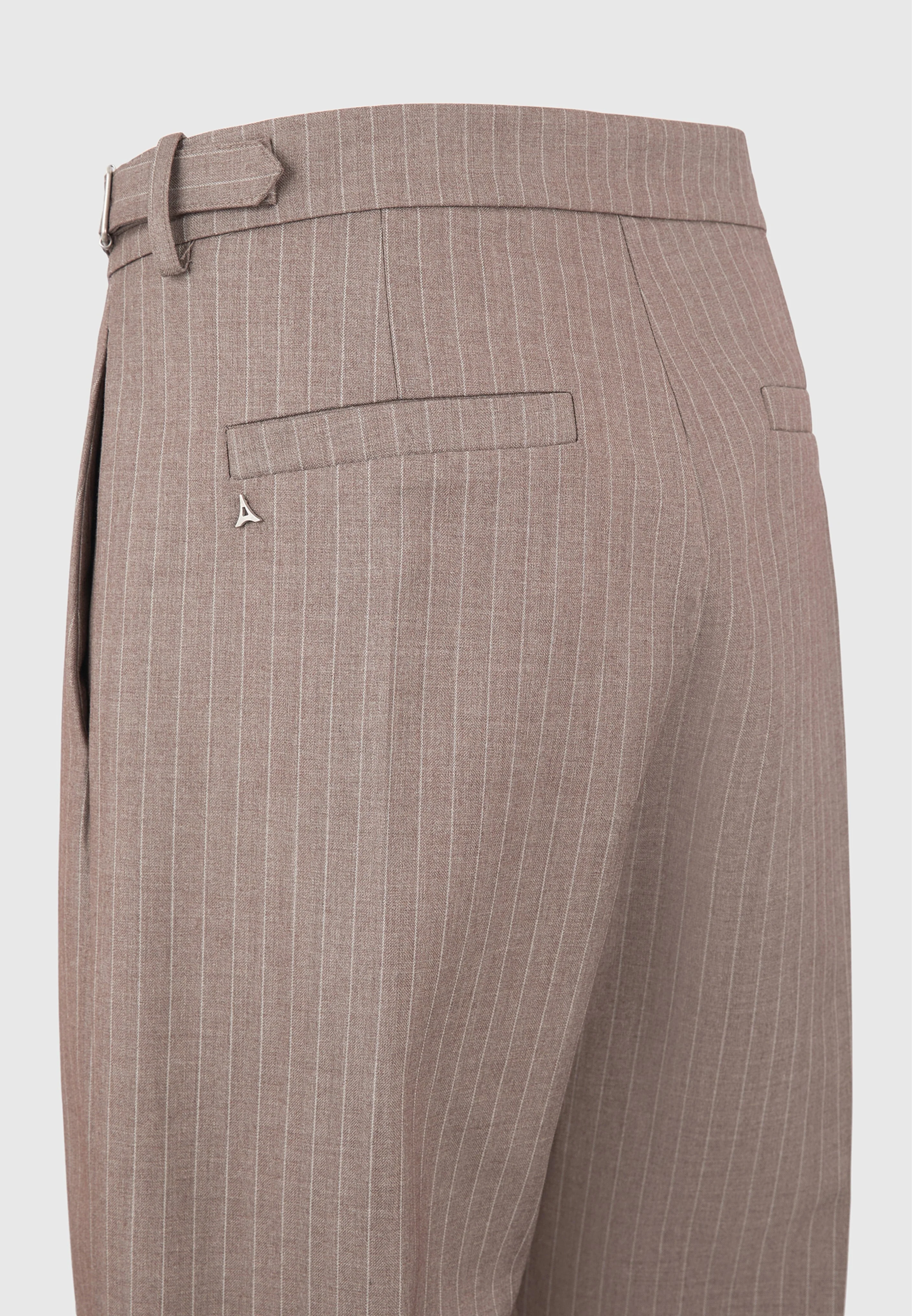 Joseph - Regular Fit Pinstripe Tailored Trousers - Taupe - Image 7