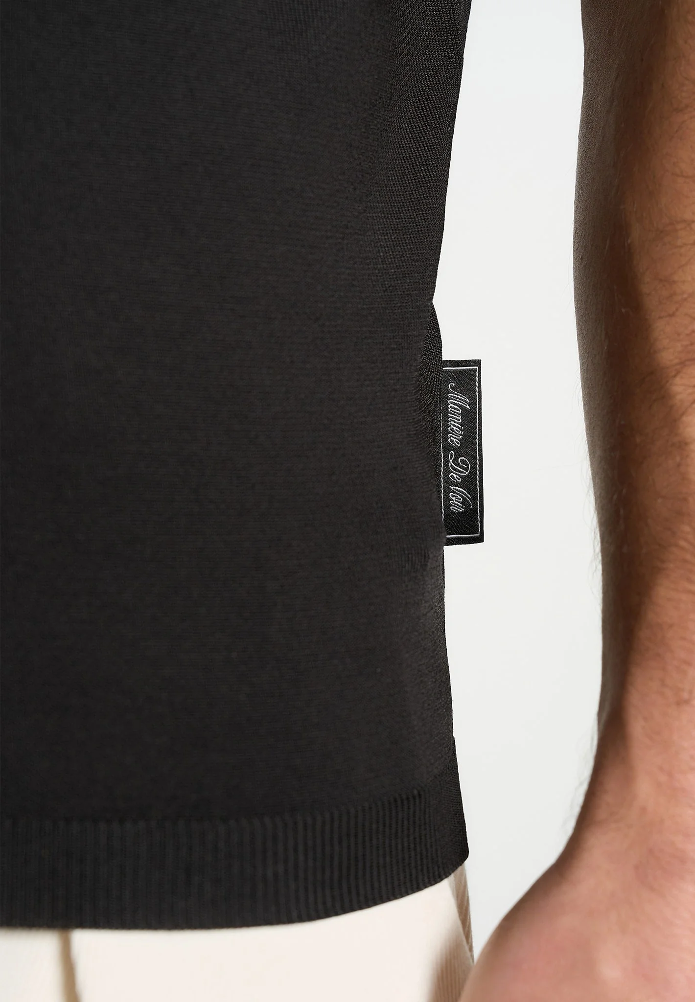 PL001 - Luxe Knitted Polo Top - Black - Image 4