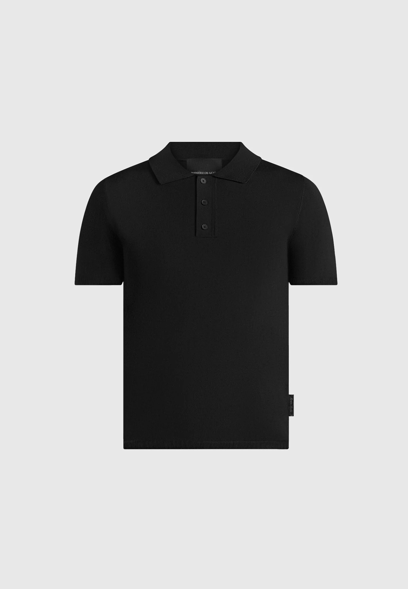 PL001 - Luxe Knitted Polo Top - Black - Image 6