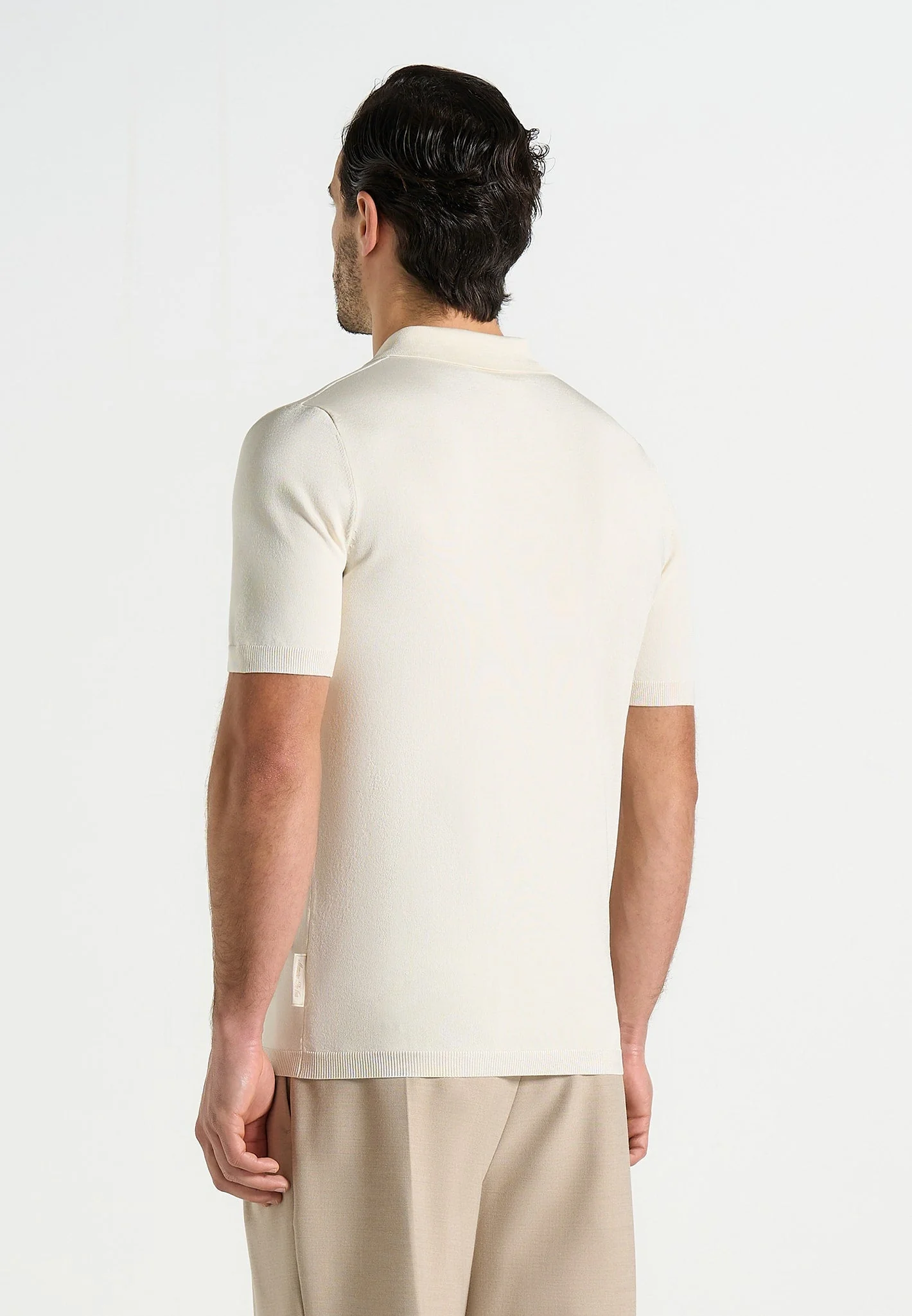 PL001 - Luxe Knitted Polo Top - Cream - Image 4