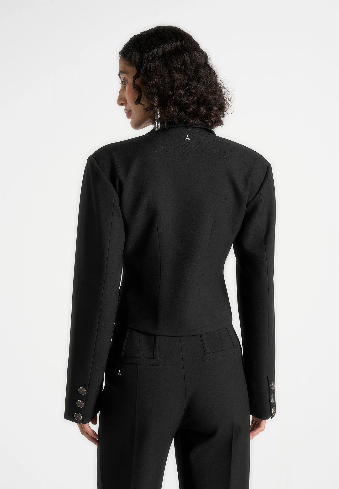 Prisca - Tailored Cropped Blazer - Black - Image 5