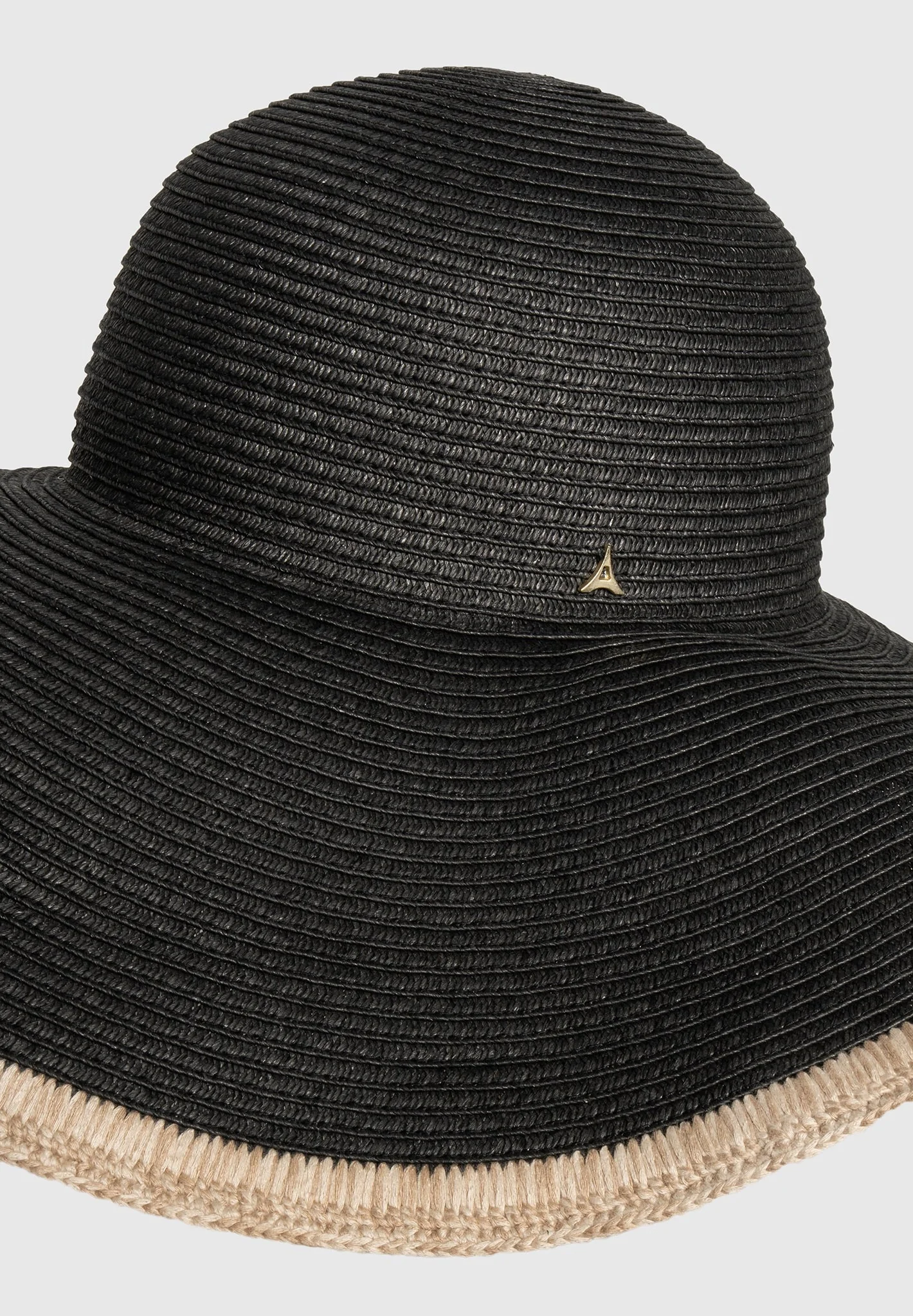 Sandrine - Raffia Oversized Sun Hat - Black/Natural - Image 2
