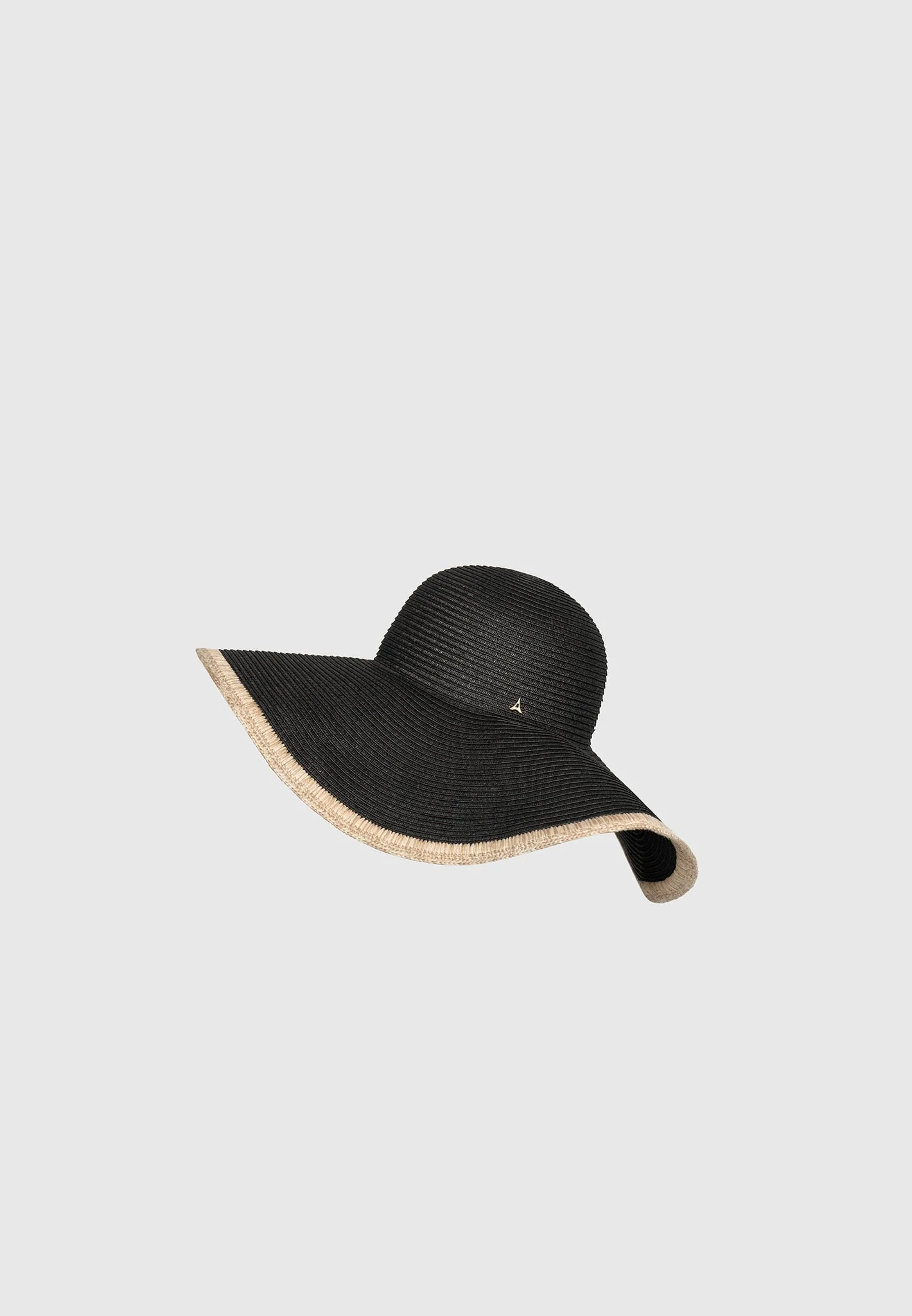 Sandrine - Raffia Oversized Sun Hat - Black/Natural - Image 4