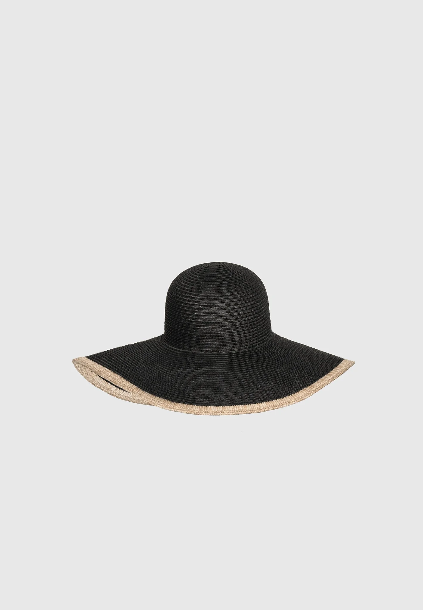 Sandrine - Raffia Oversized Sun Hat - Black/Natural - Image 5