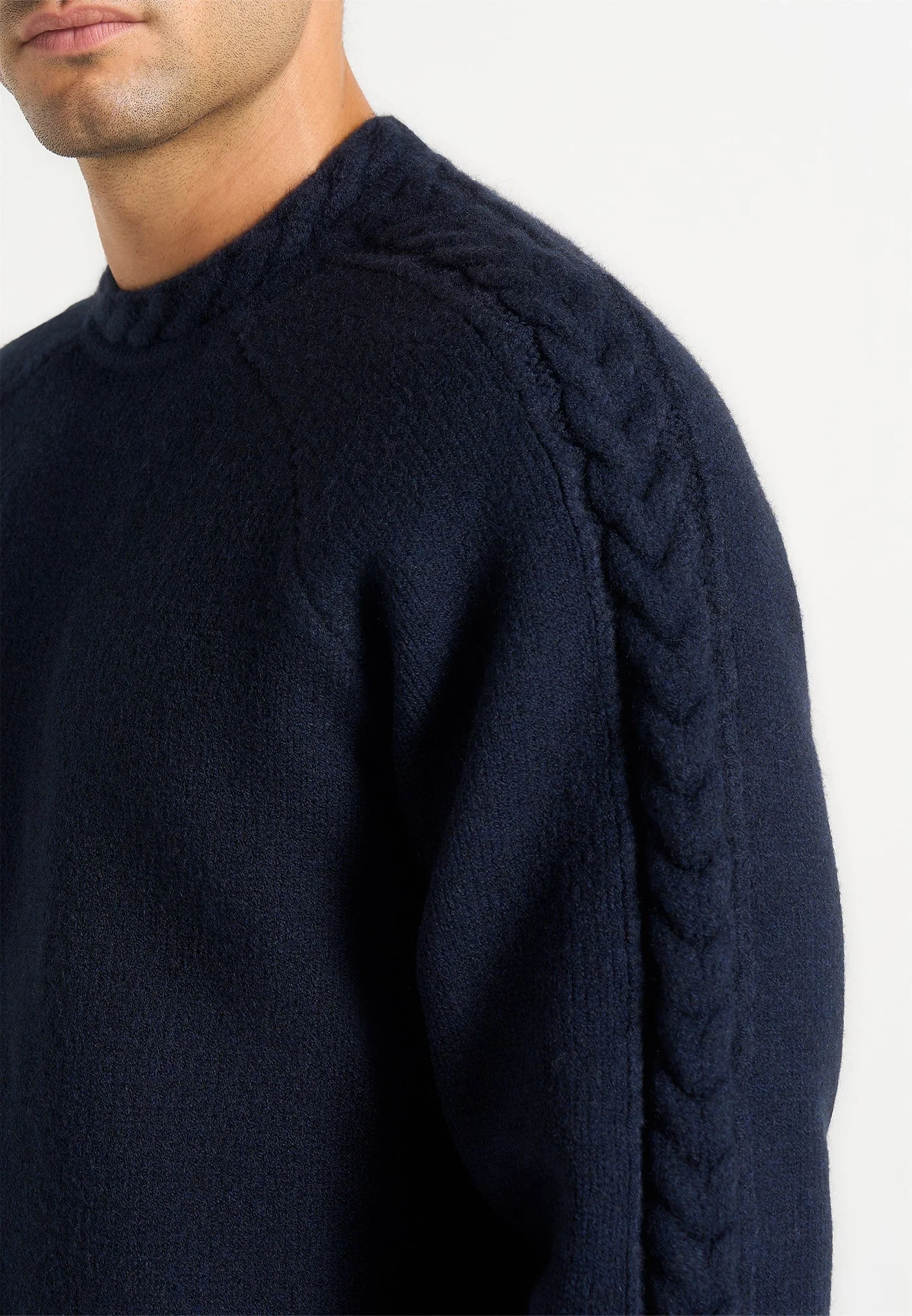 Raymond - Plait Detail Raglan Knit Sweater - Navy - Image 2
