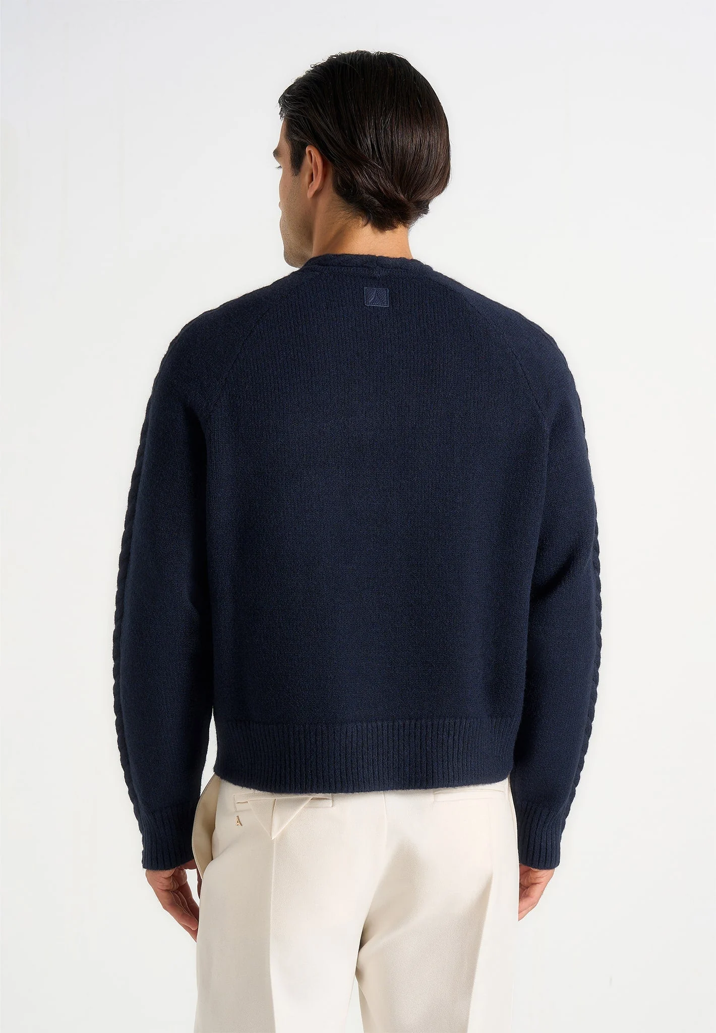 Raymond - Plait Detail Raglan Knit Sweater - Navy - Image 4