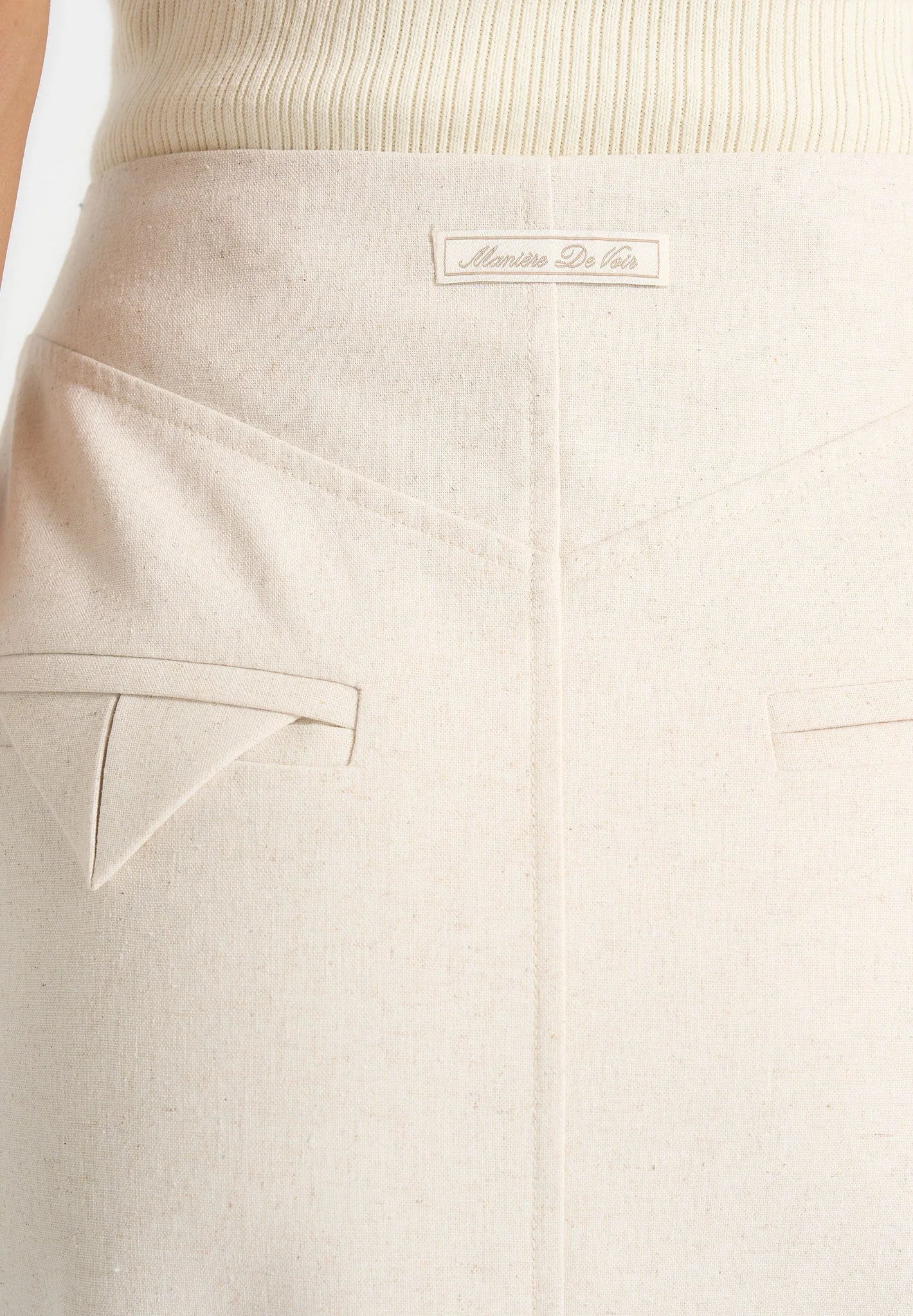 Regine - Linen Box Pleat Maxi Skirt - Natural - Image 3