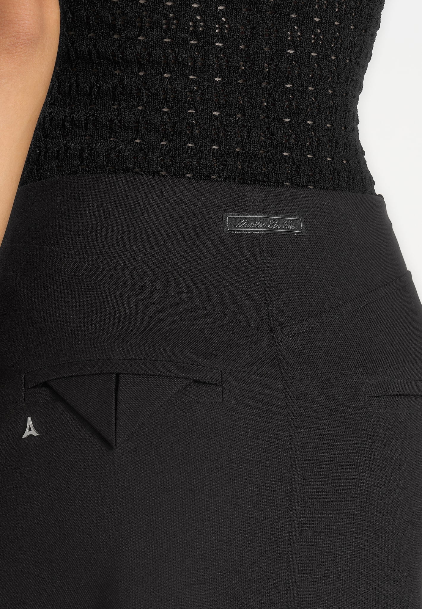 Regine - Tailored Box Pleat Maxi Skirt - Black - Image 3