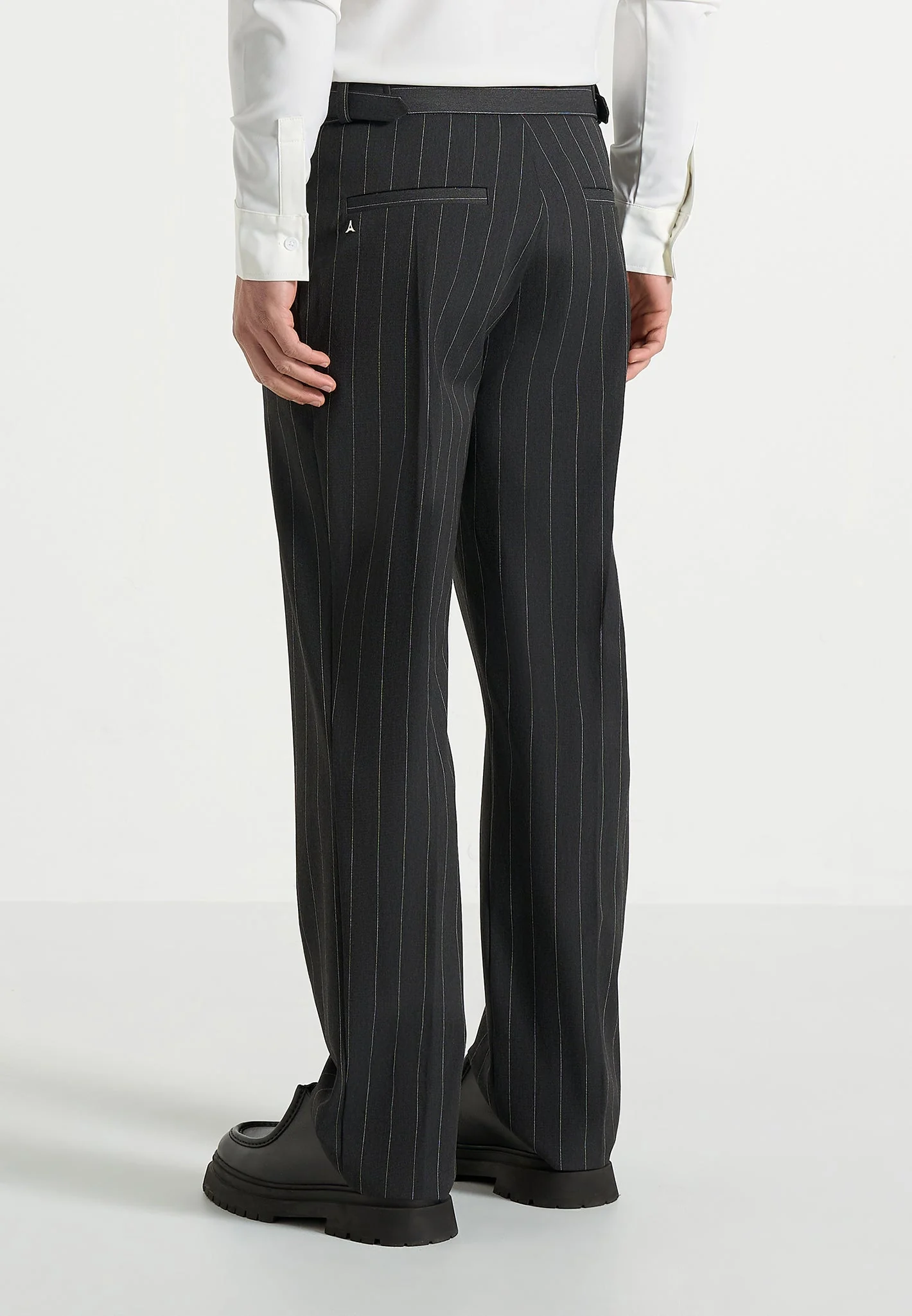 Joseph - Regular Fit Pinstripe Tailored Trousers - Grey - Image 6