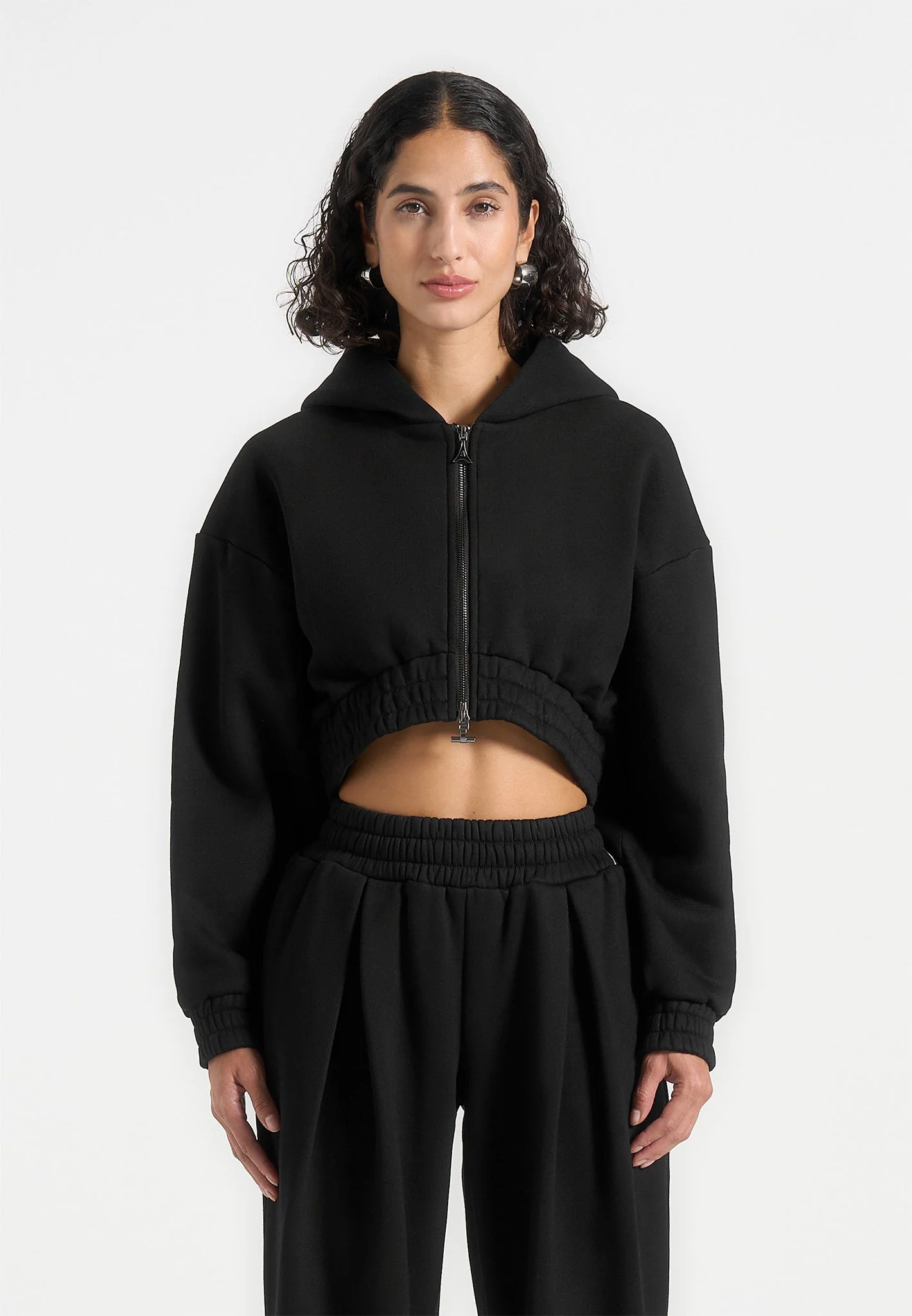 Josiane - Relaxed Zip Through Hoodie - Black - Image 4