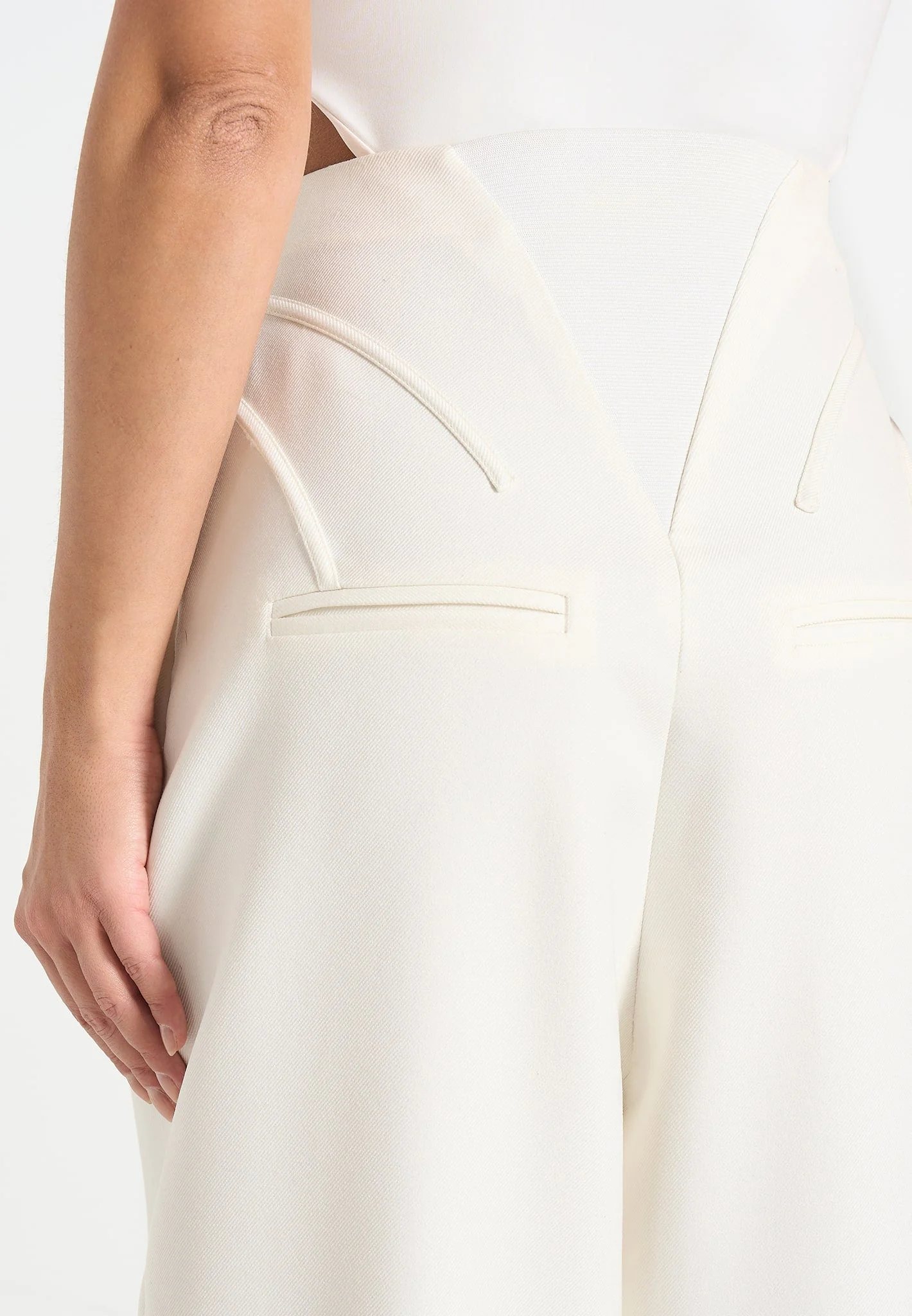 Rena - High Waisted Corset Sculptural Trousers - Off White - Image 2