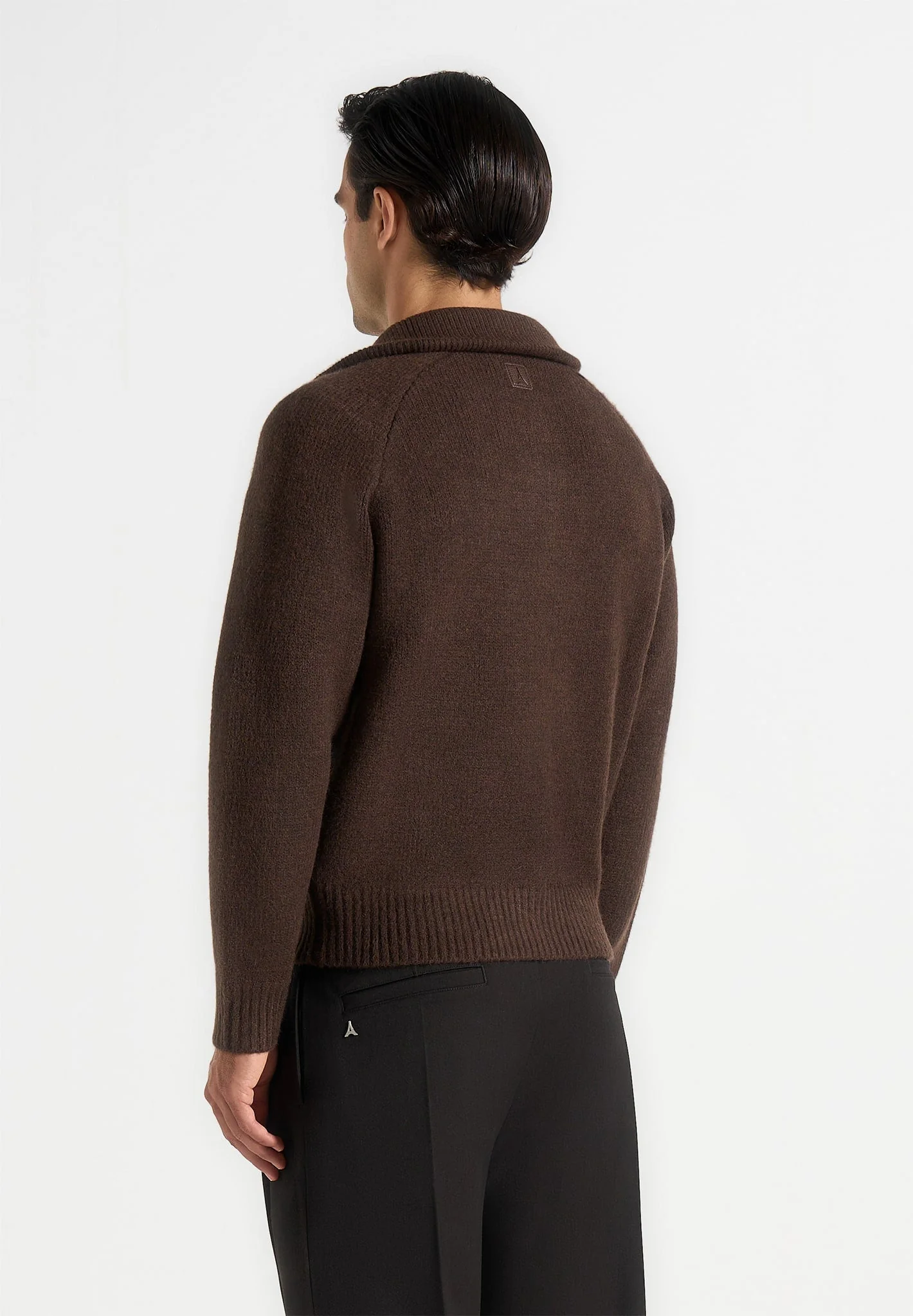 Rene - Colour Block Zip Through Cardigan - Black/Brown - Image 5