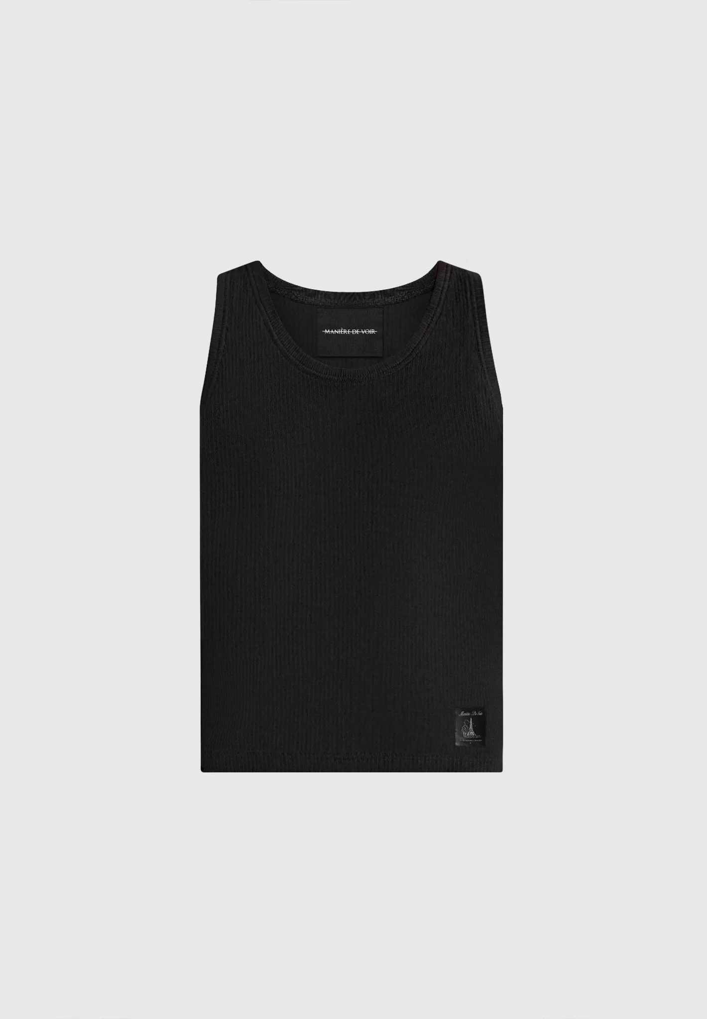 VS001 - Ribbed Cotton Tank Top - Black - Image 5