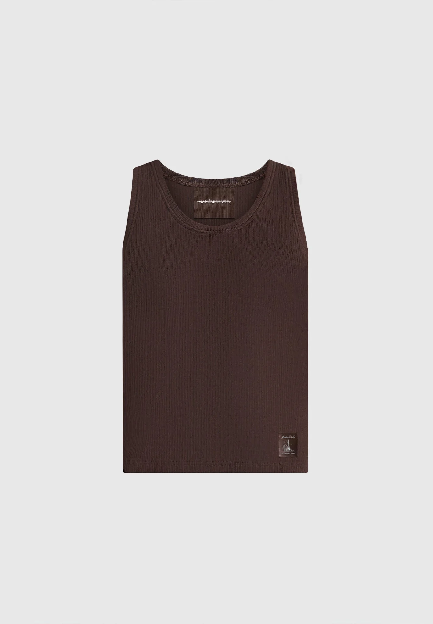 VS001 - Ribbed Cotton Tank Top - Dark Brown - Image 5